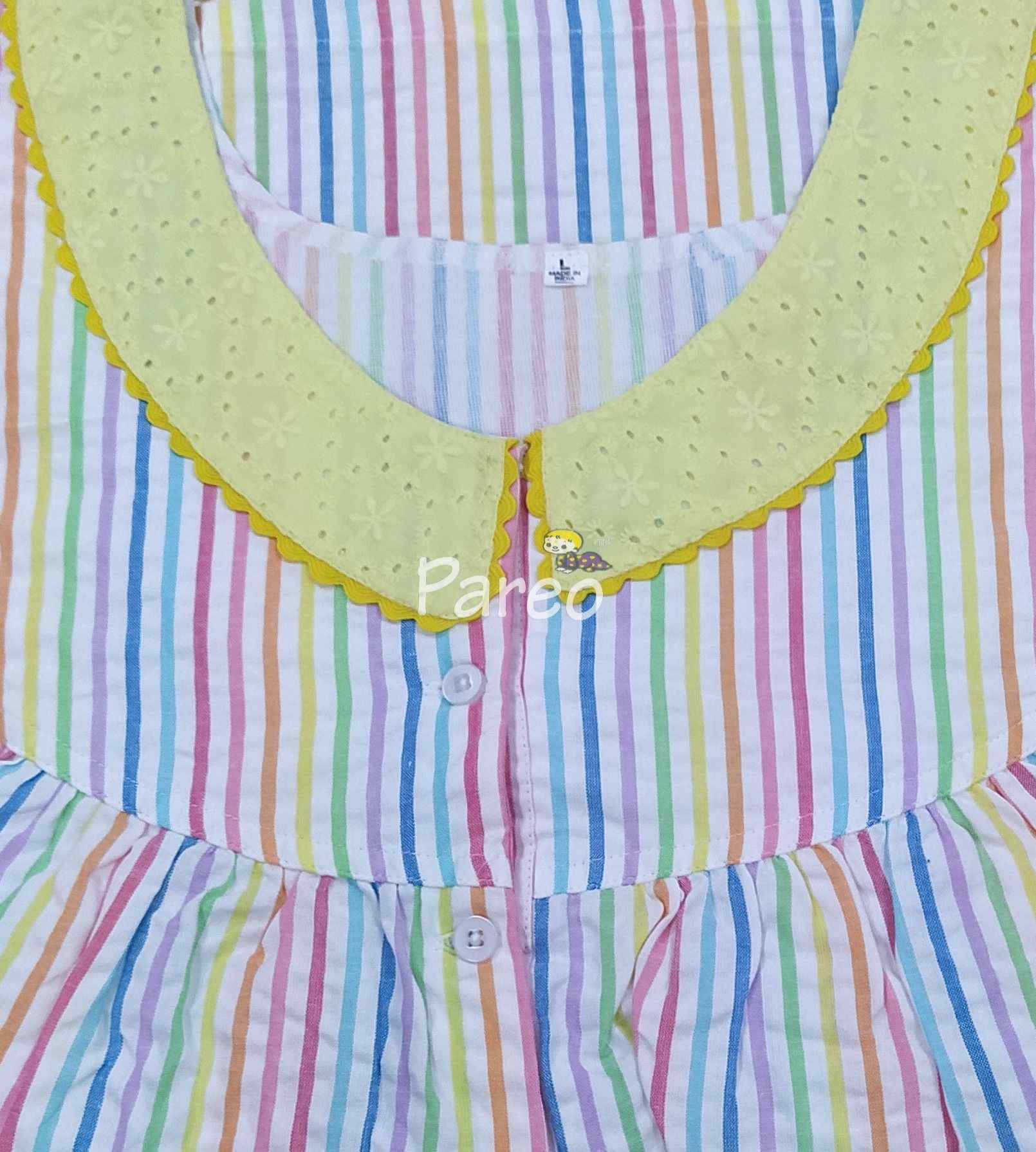 Cotton Pleated , With Pockets, Half Open Large Printed Nighty