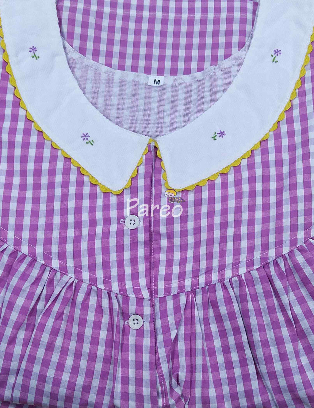 Cotton Pleated , With Pockets, Half Open Medium Printed Nighty