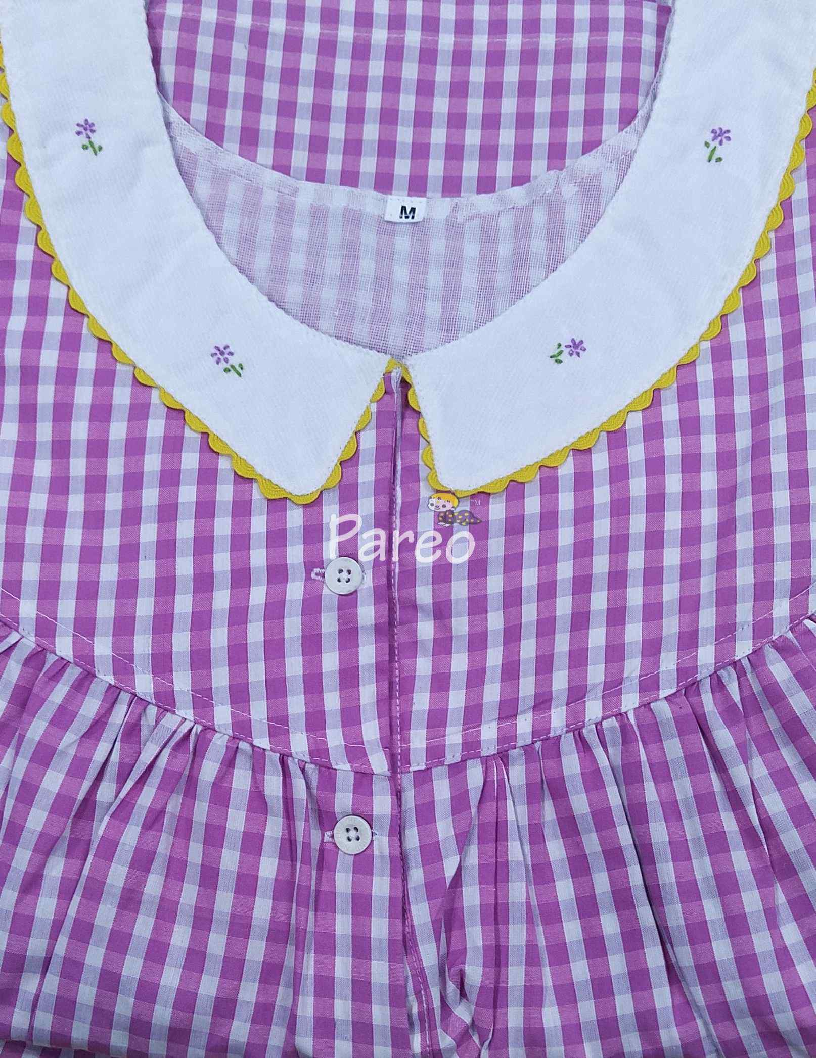 Cotton Pleated , With Pockets, Half Open Medium Printed Nighty