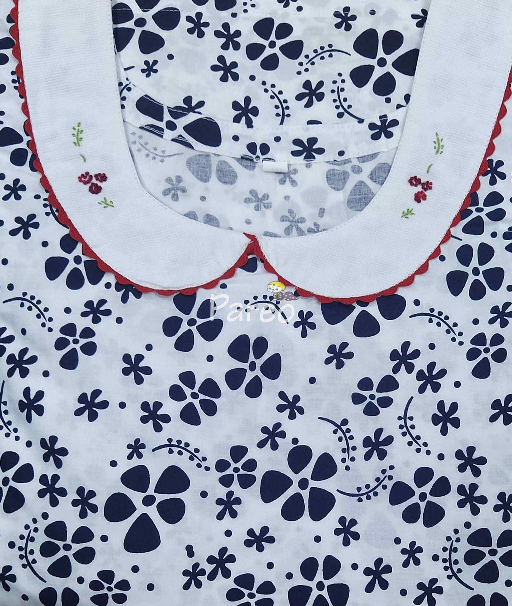 Cotton A-line churidar cut, With Pockets, No Open Medium Printed Nighty