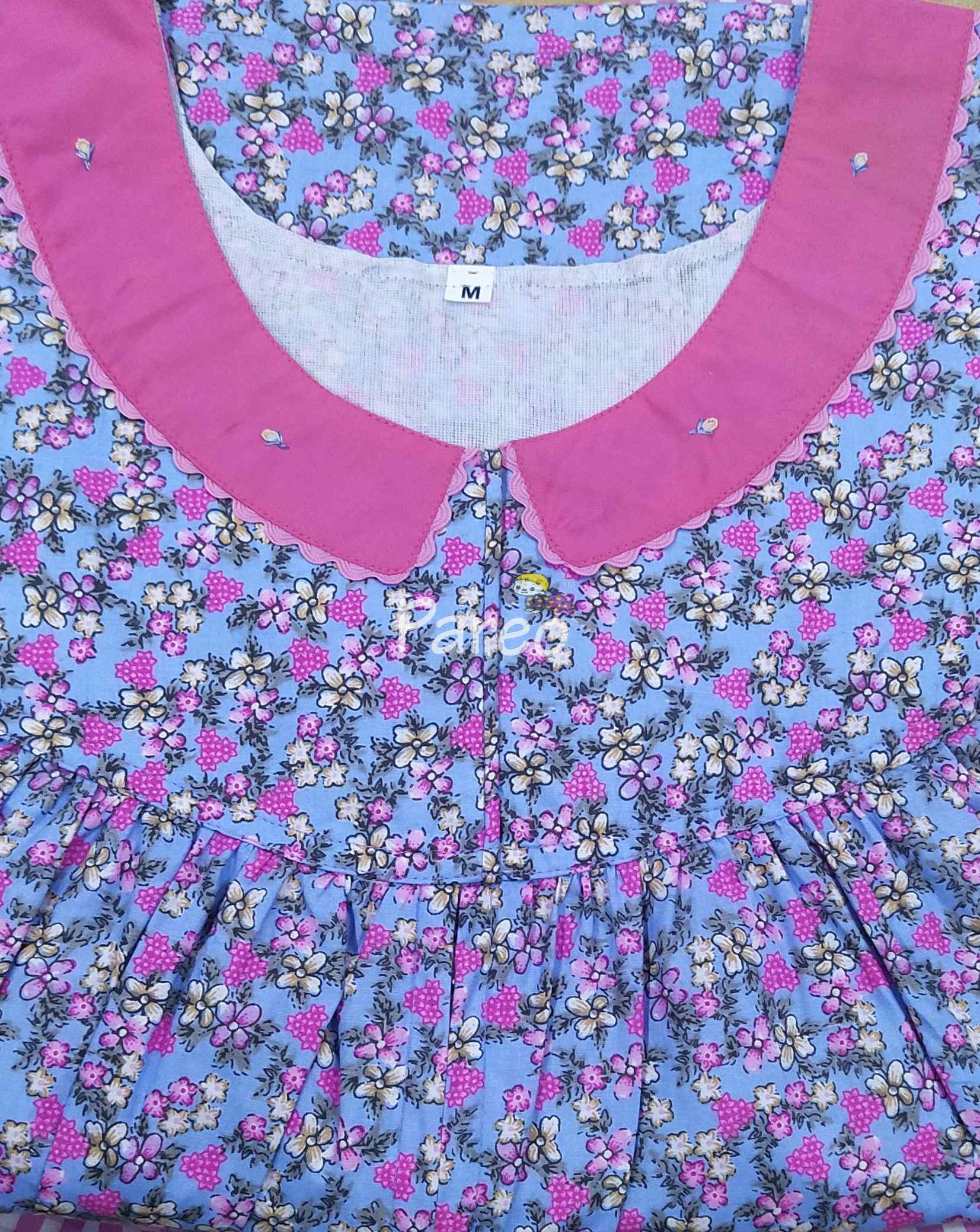 Cotton Pleated , With Pockets, No Open Medium Printed Nighty