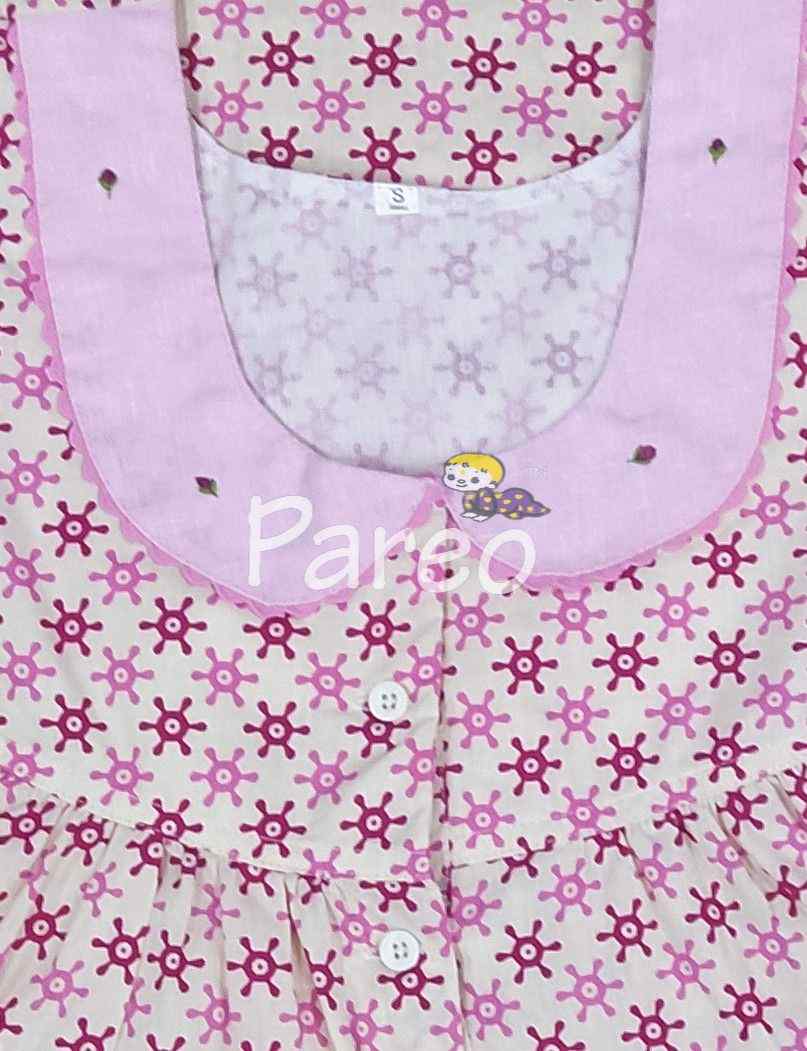 Cotton Pleated , A-line churidar cut, Half Open Small Printed Nighty