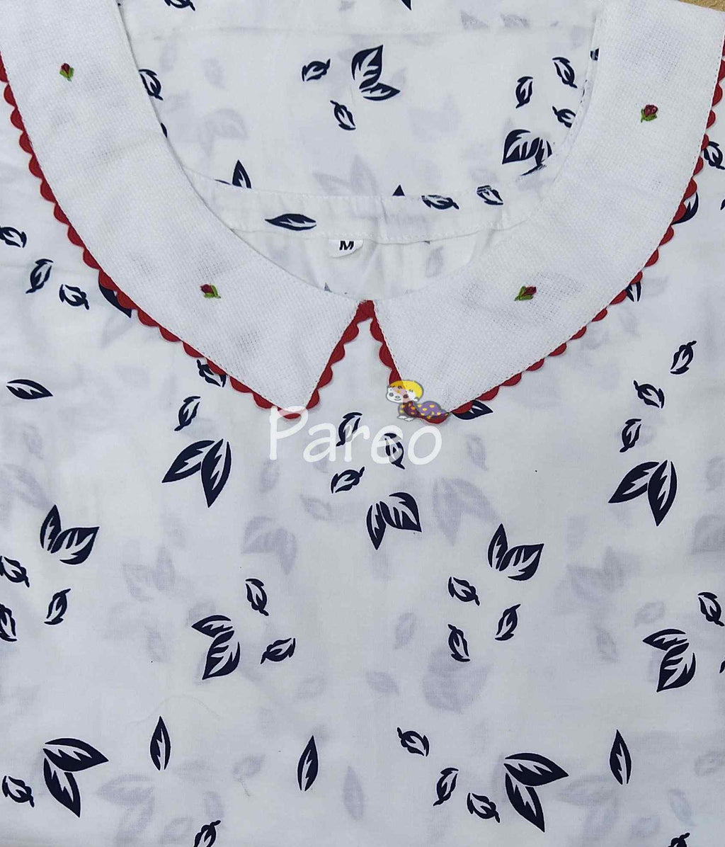 Cotton A-line churidar cut, With Pockets, No Open Large Printed Nighty
