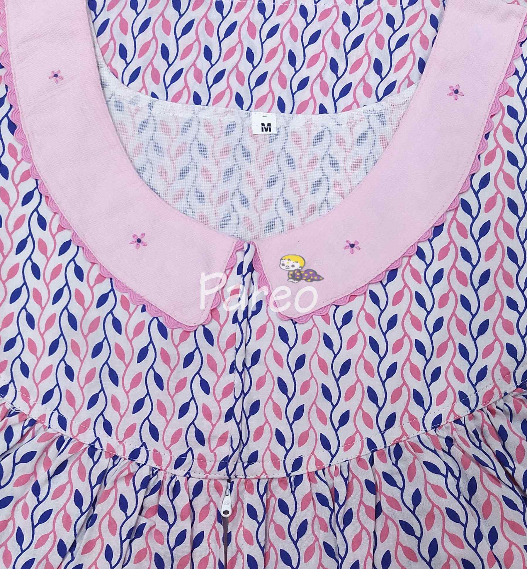 Cotton With Pockets, Central zip Medium Printed Nighty