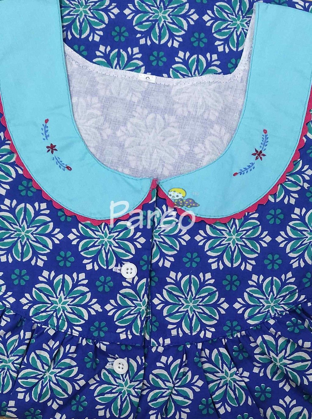 Cotton With Pockets, Half Open Small Printed Nighty