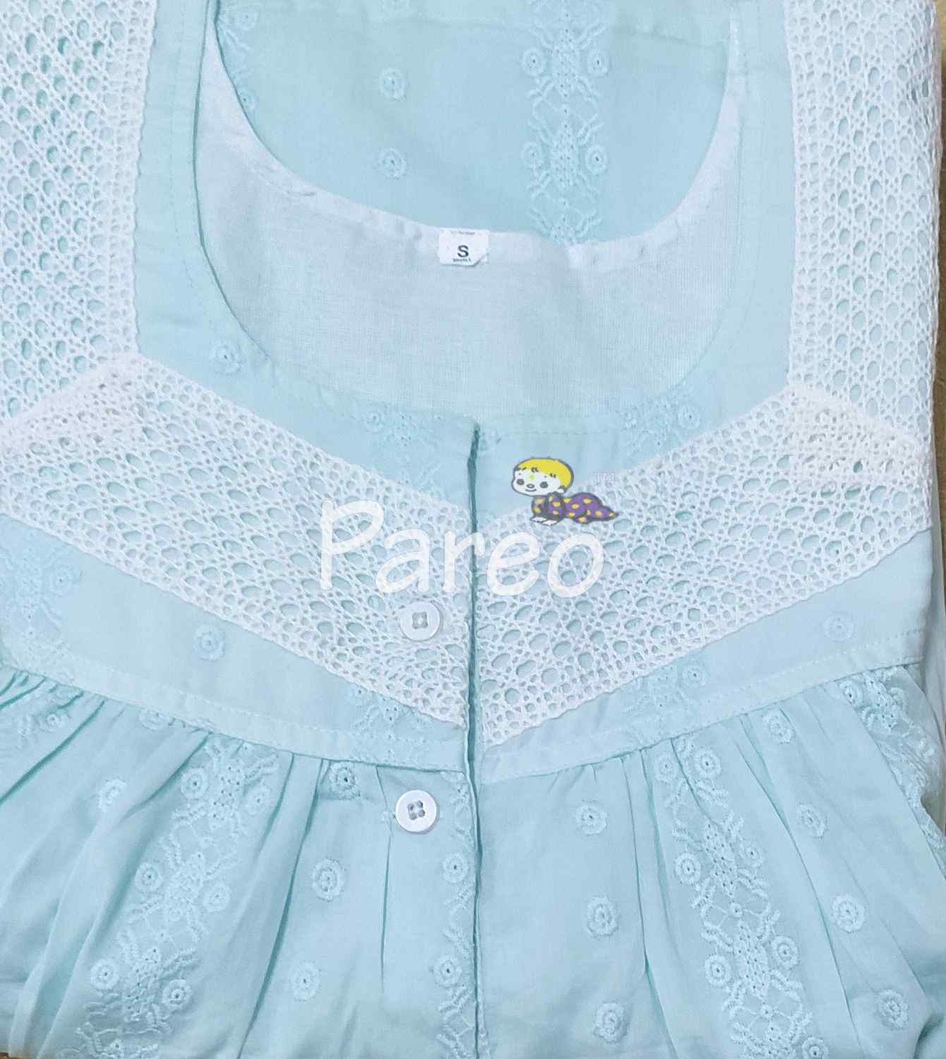 Cotton With Pockets, Half Open Small Printed Nighty
