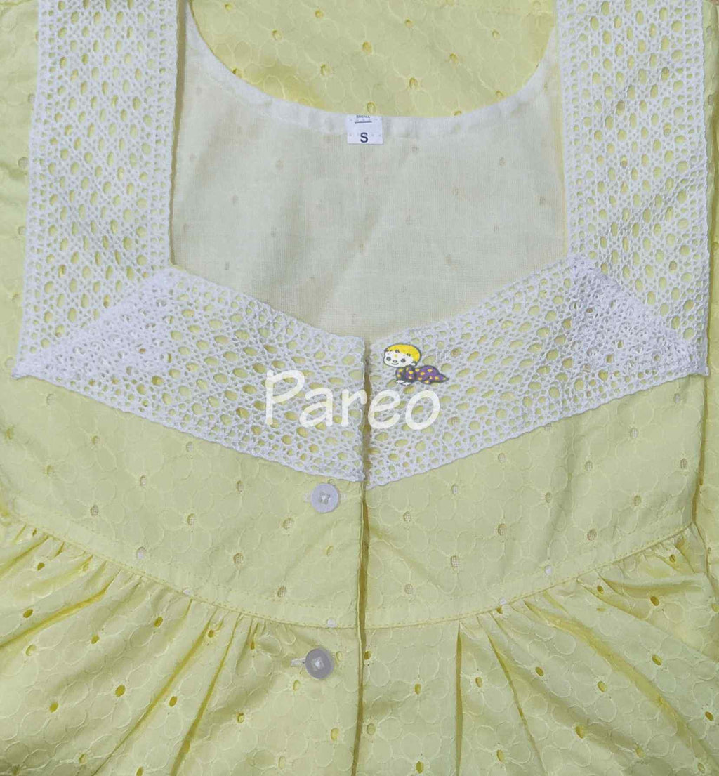 Cotton With Pockets, Half Open Small Printed Nighty