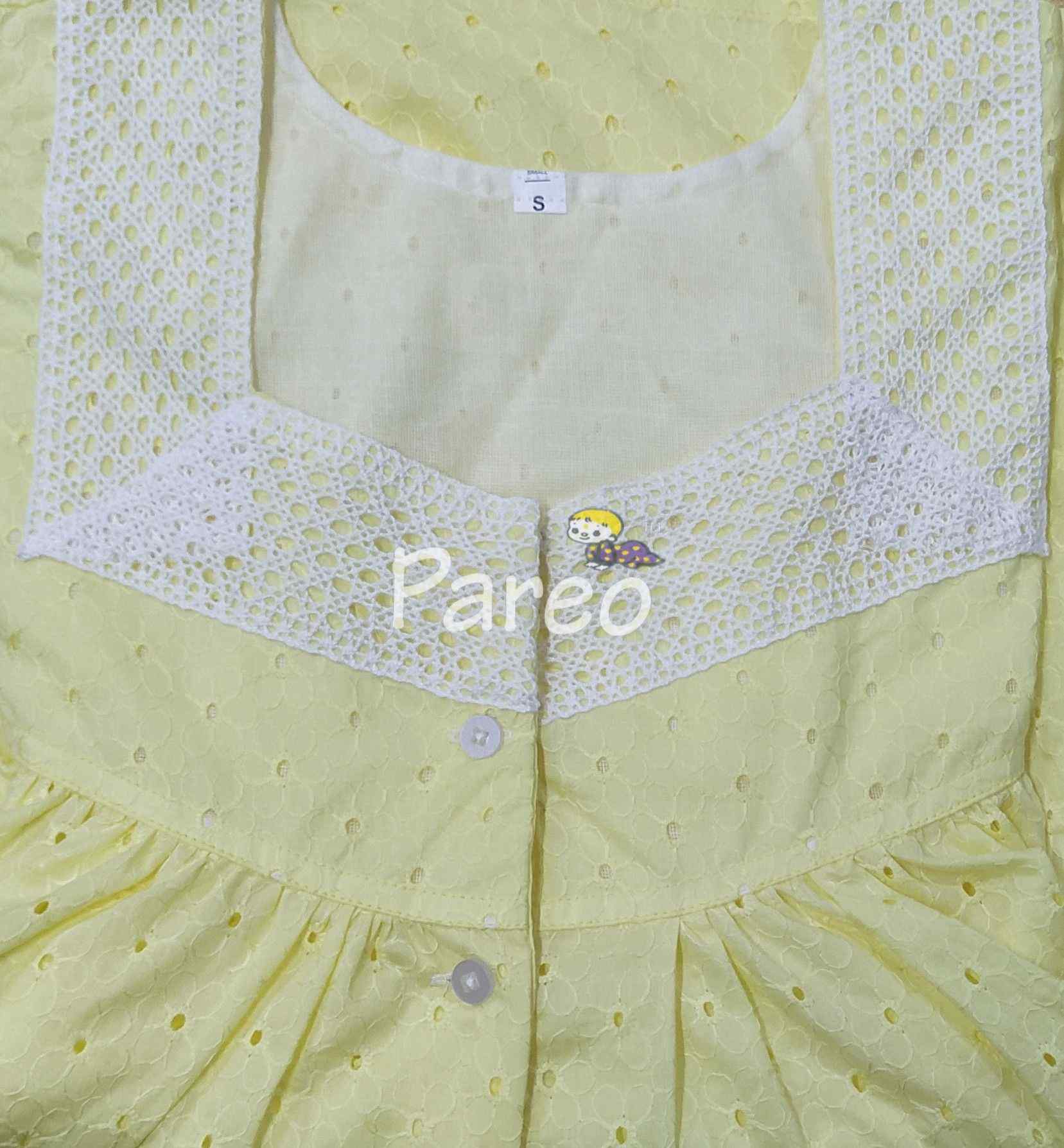 Cotton With Pockets, Half Open Small Printed Nighty