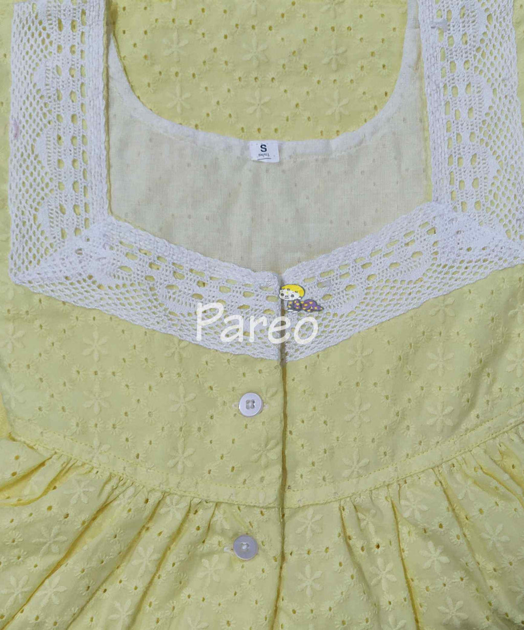 Cotton With Pockets, Half Open Small Printed Nighty