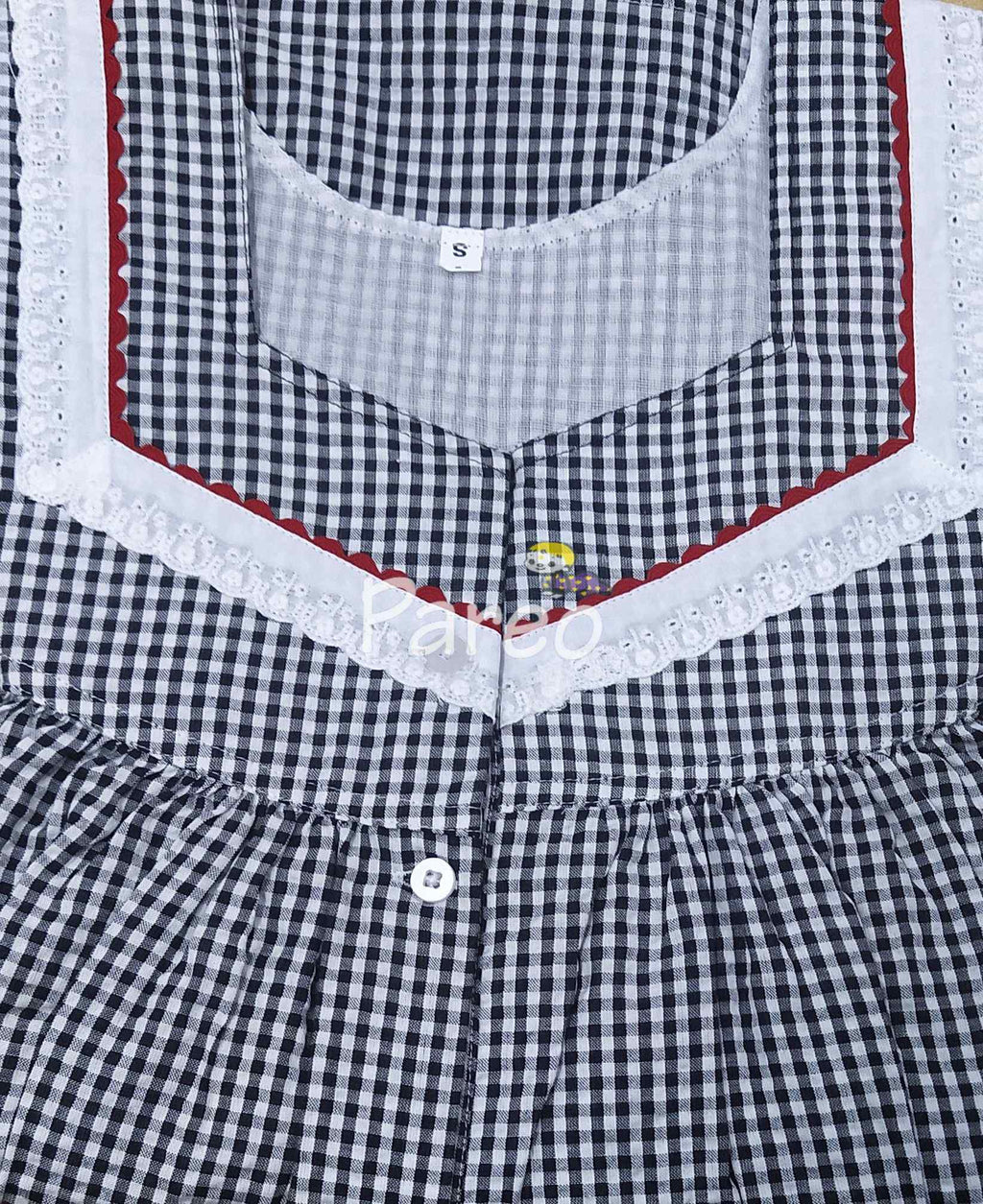 Cotton With Pockets, Half Open Small Printed Nighty