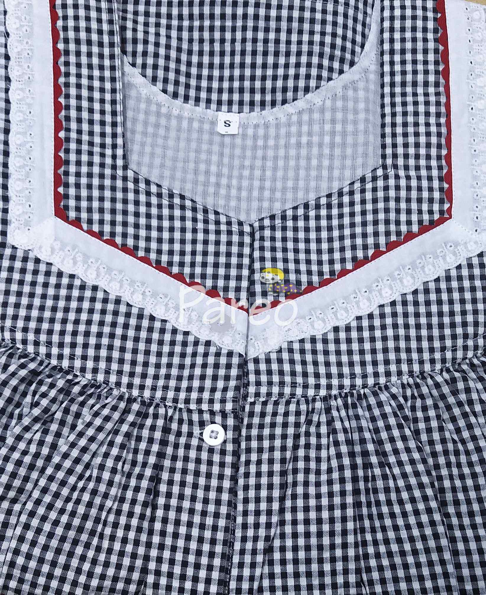 Cotton With Pockets, Half Open Small Printed Nighty