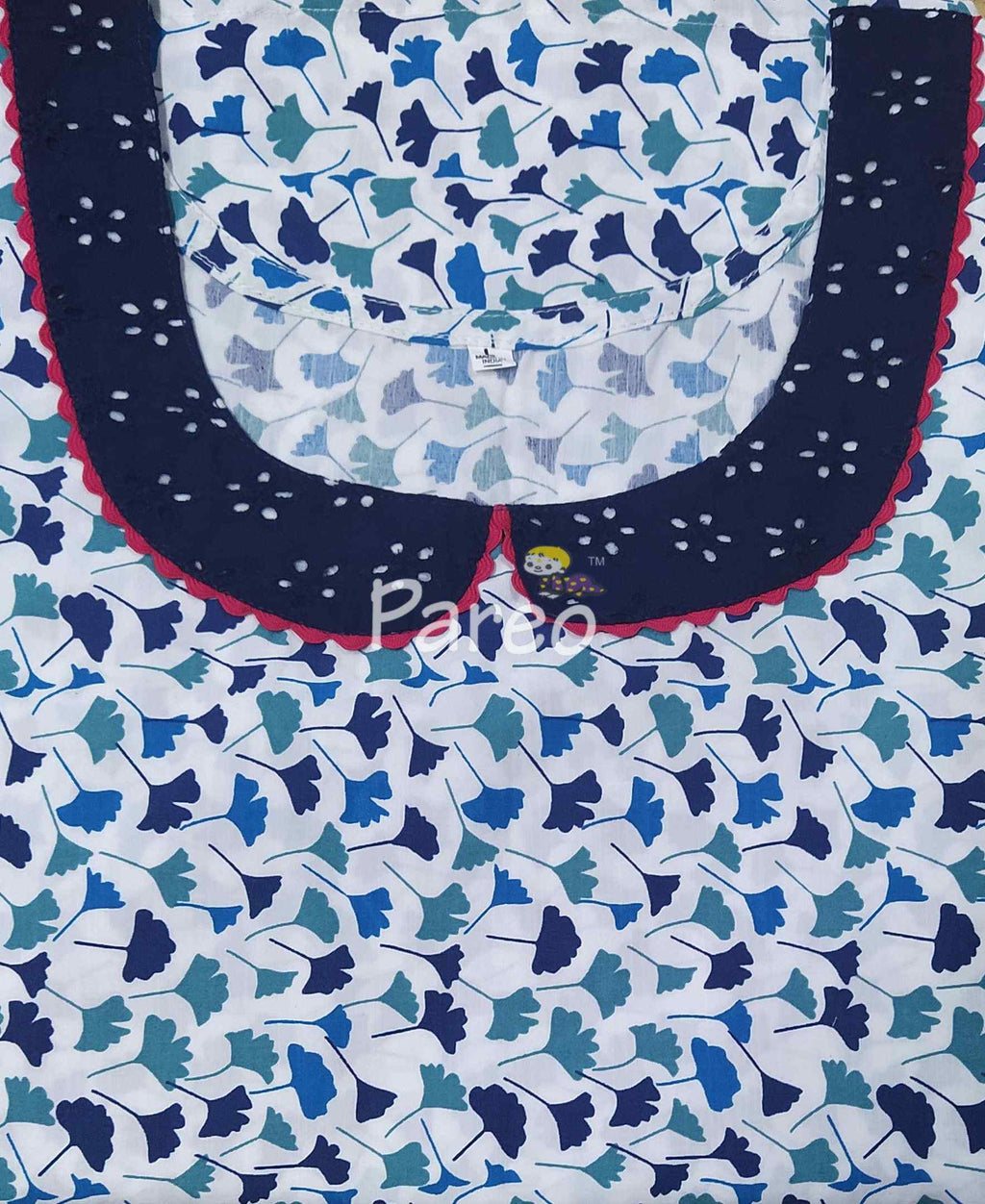 Cotton A-line churidar cut, With Pockets, No Open Large Printed Nighty