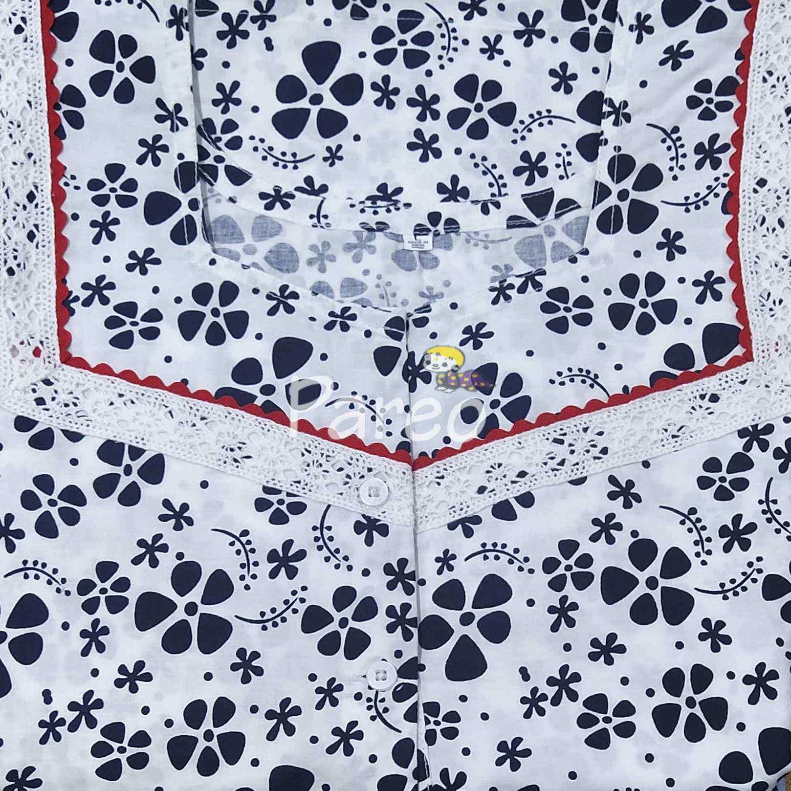 Cotton A-line churidar cut, With Pockets, Half Open Large Printed Nighty