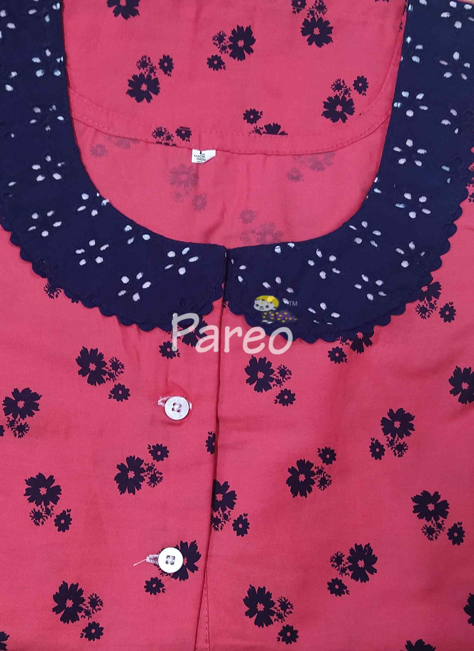 Cotton A-line churidar cut, With Pockets, Half Open Large Printed Nighty