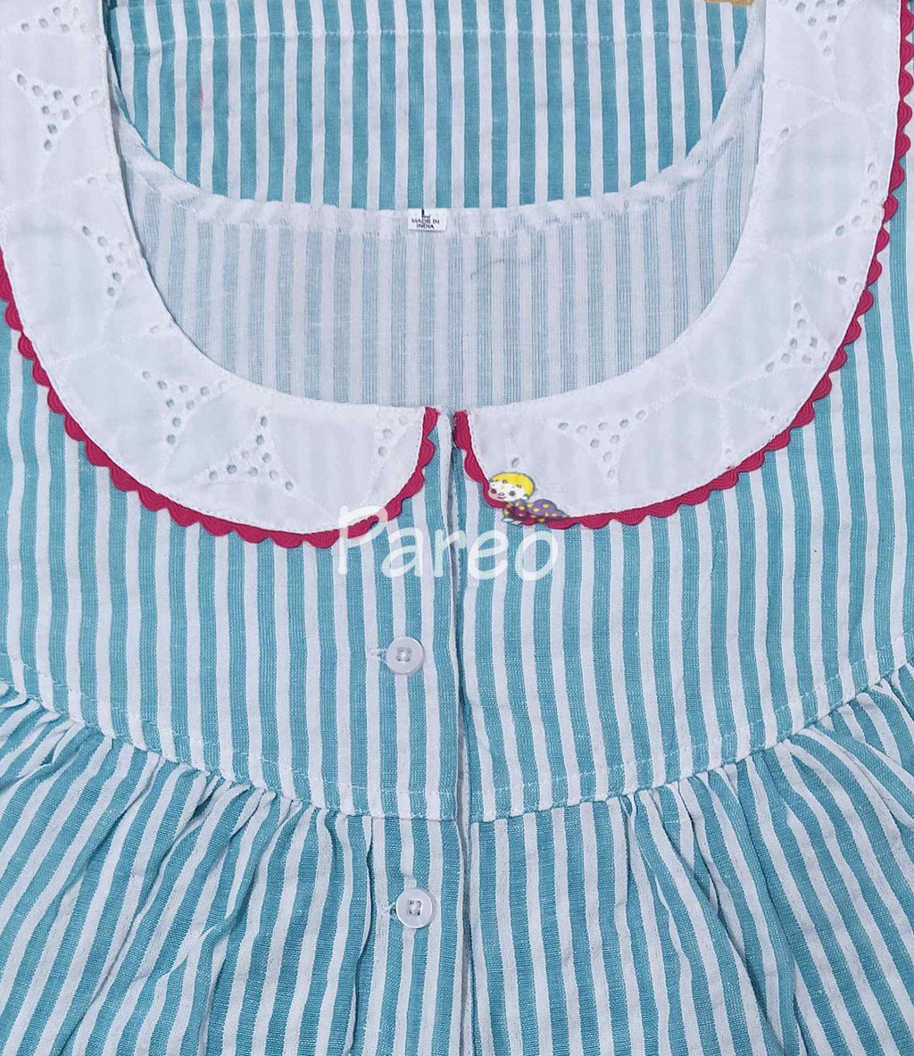 Cotton With Pockets, Half Open Large Printed Nighty
