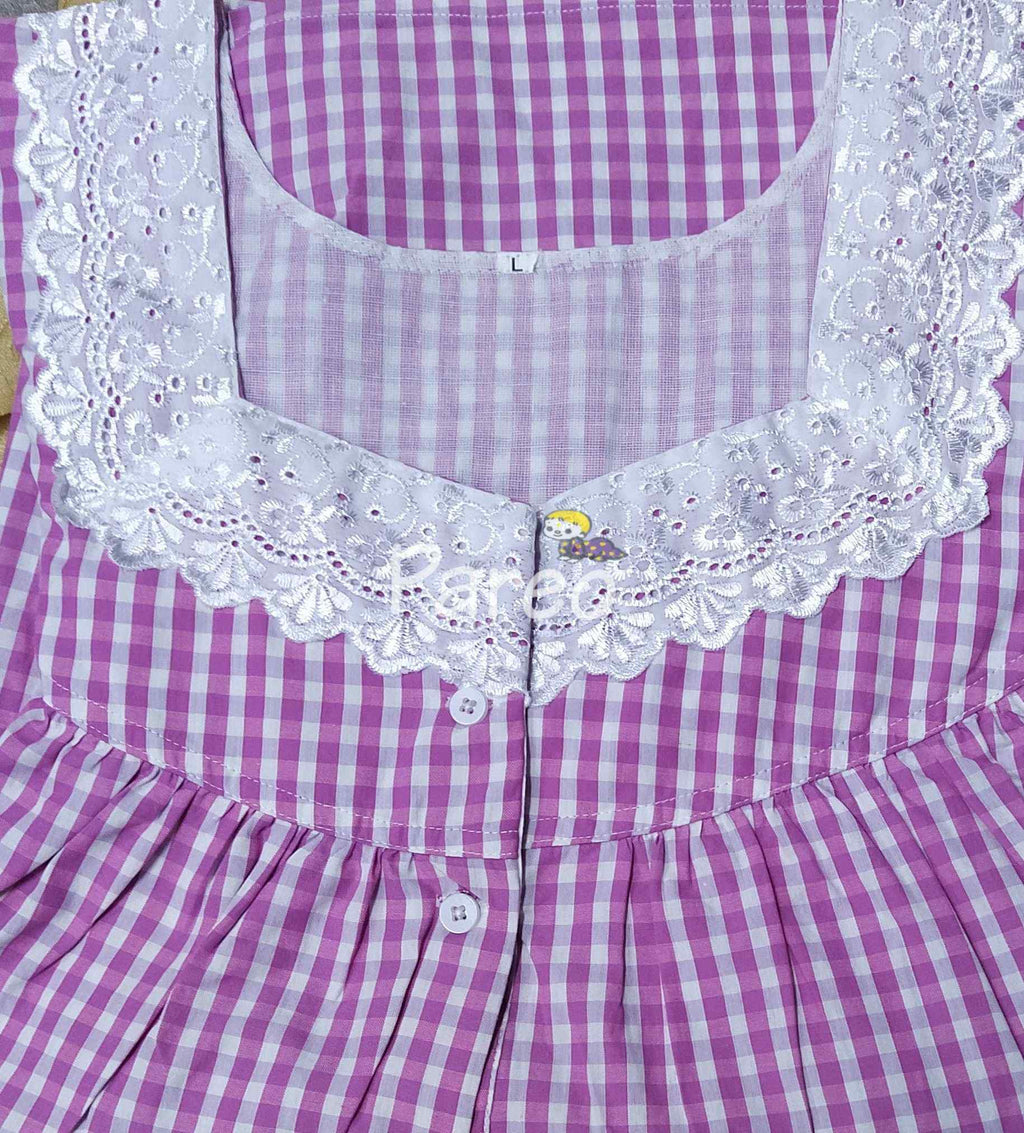 Cotton With Pockets, Half Open Large Printed Nighty