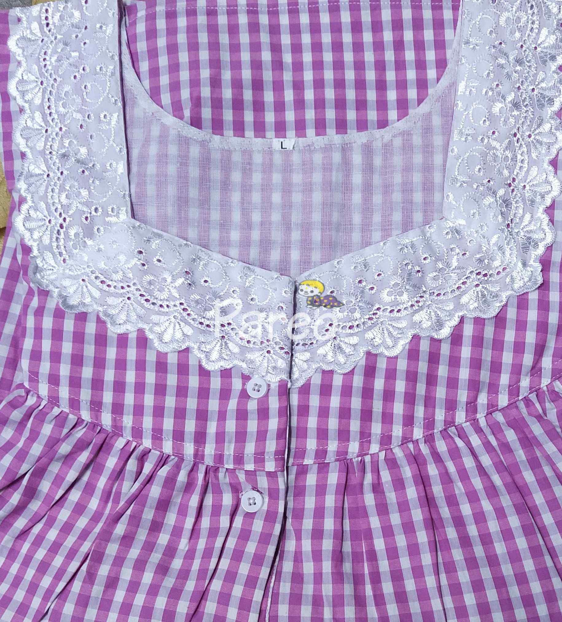 Cotton With Pockets, Half Open Large Printed Nighty