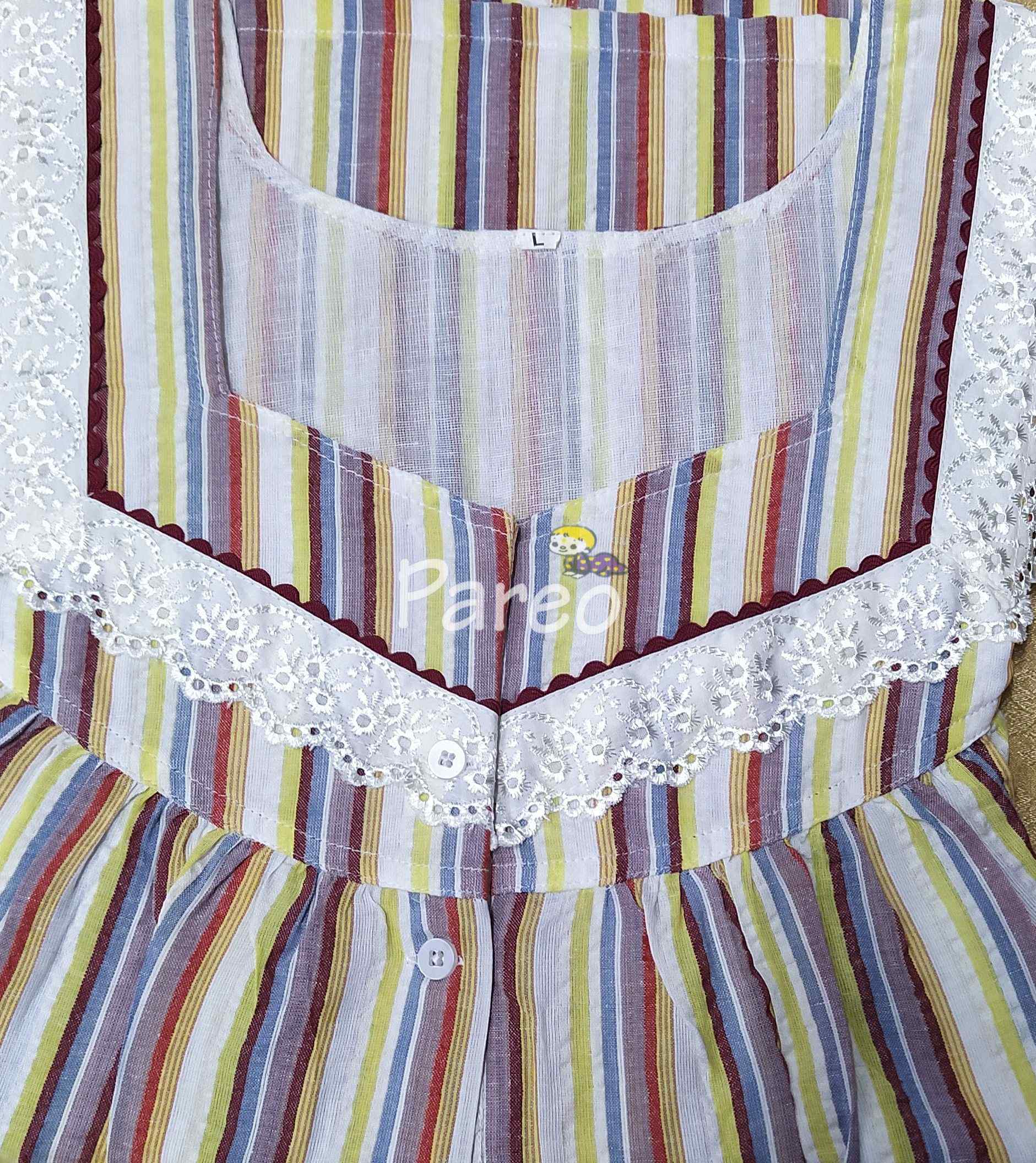 Bantex With Pockets, Half Open Large Printed Nighty