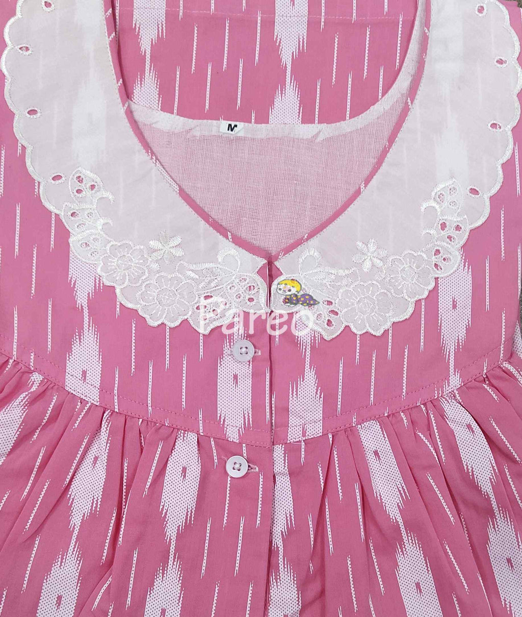 Soft Cotton With Pockets, Half Open Medium Printed Nighty