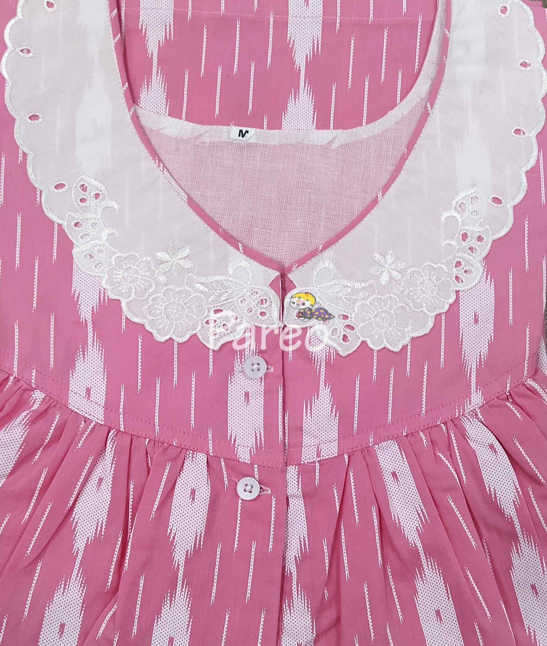 Soft Cotton With Pockets, Half Open Medium Printed Nighty