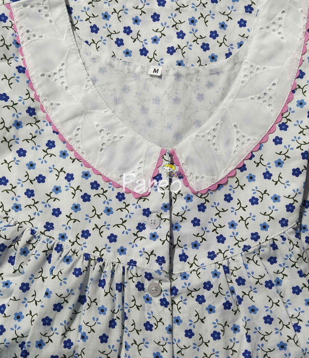 Cotton With Pockets, Half Open Medium Printed Nighty