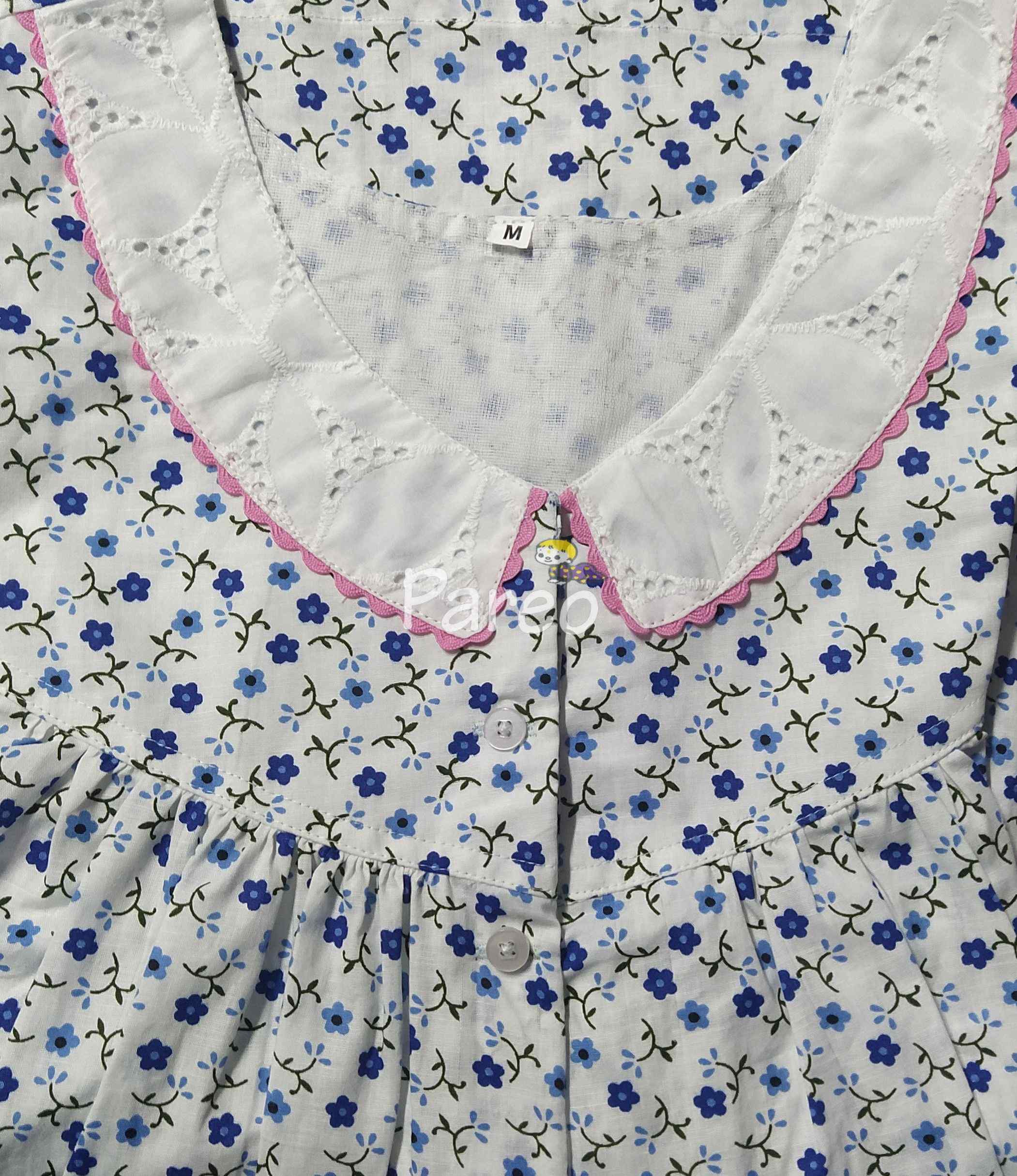 Cotton With Pockets, Half Open Medium Printed Nighty