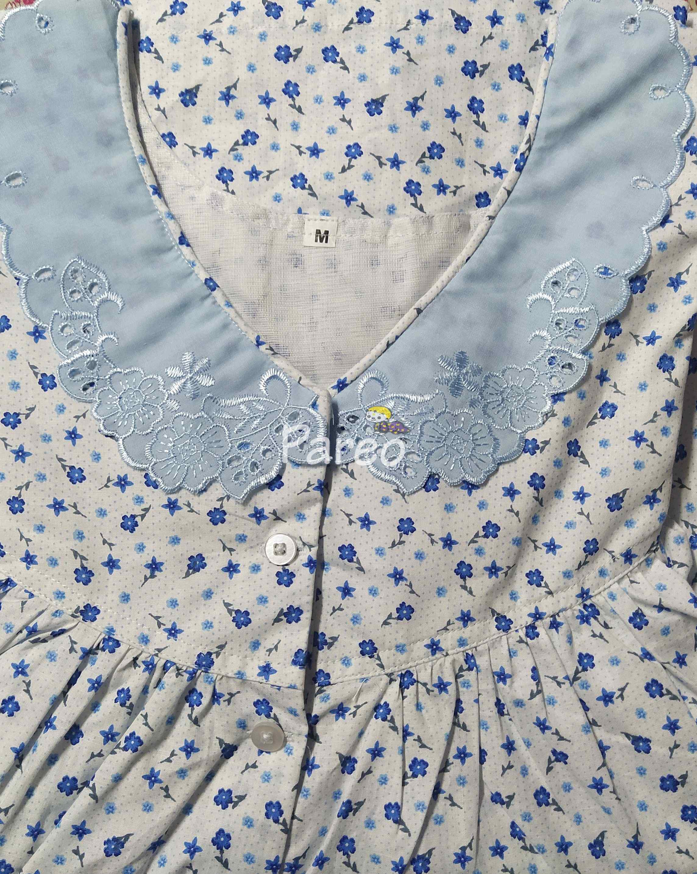 Cotton With Pockets, Half Open Medium Printed Nighty