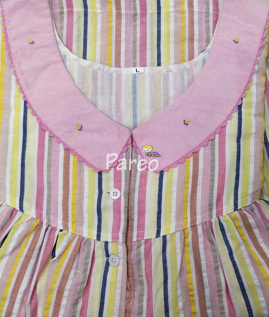 Bantex With Pockets, Half Open Large Printed Nighty