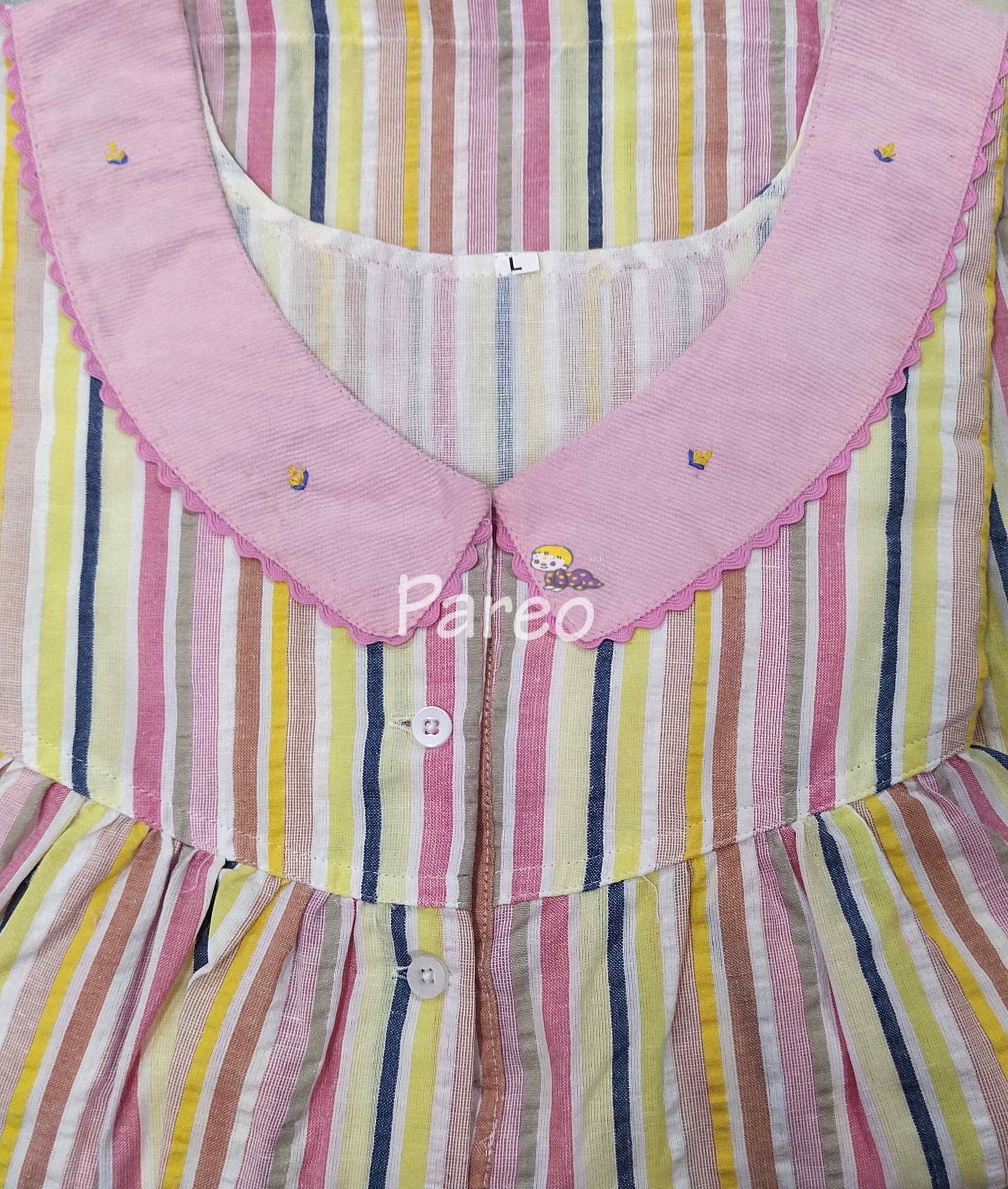 Bantex With Pockets, Half Open Large Printed Nighty