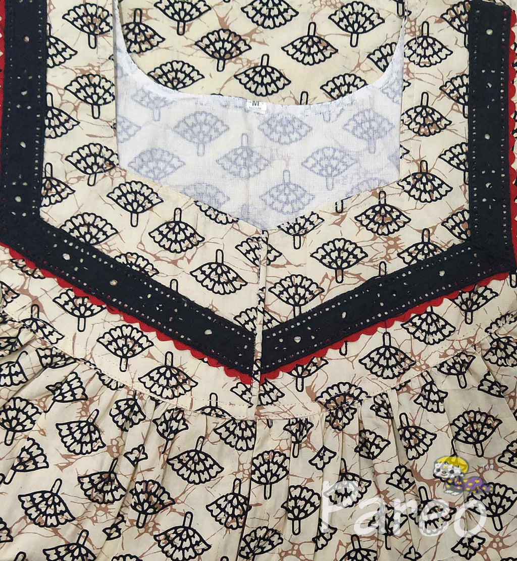 Cotton With Pockets, Central zip Medium Printed Nighty