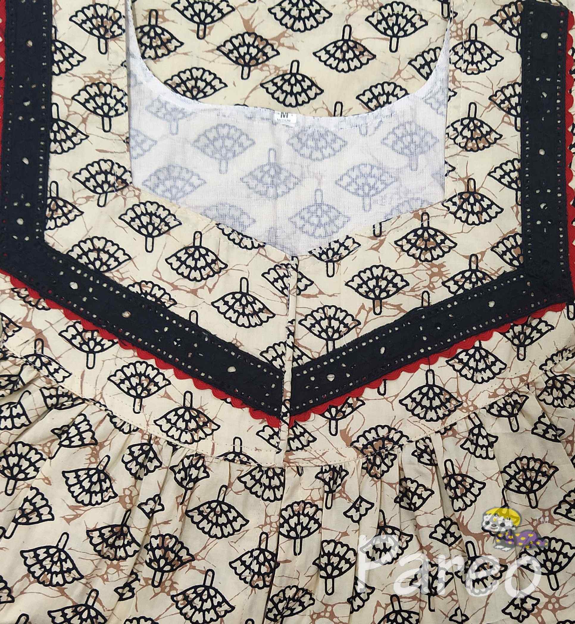 Cotton With Pockets, Central zip Medium Printed Nighty