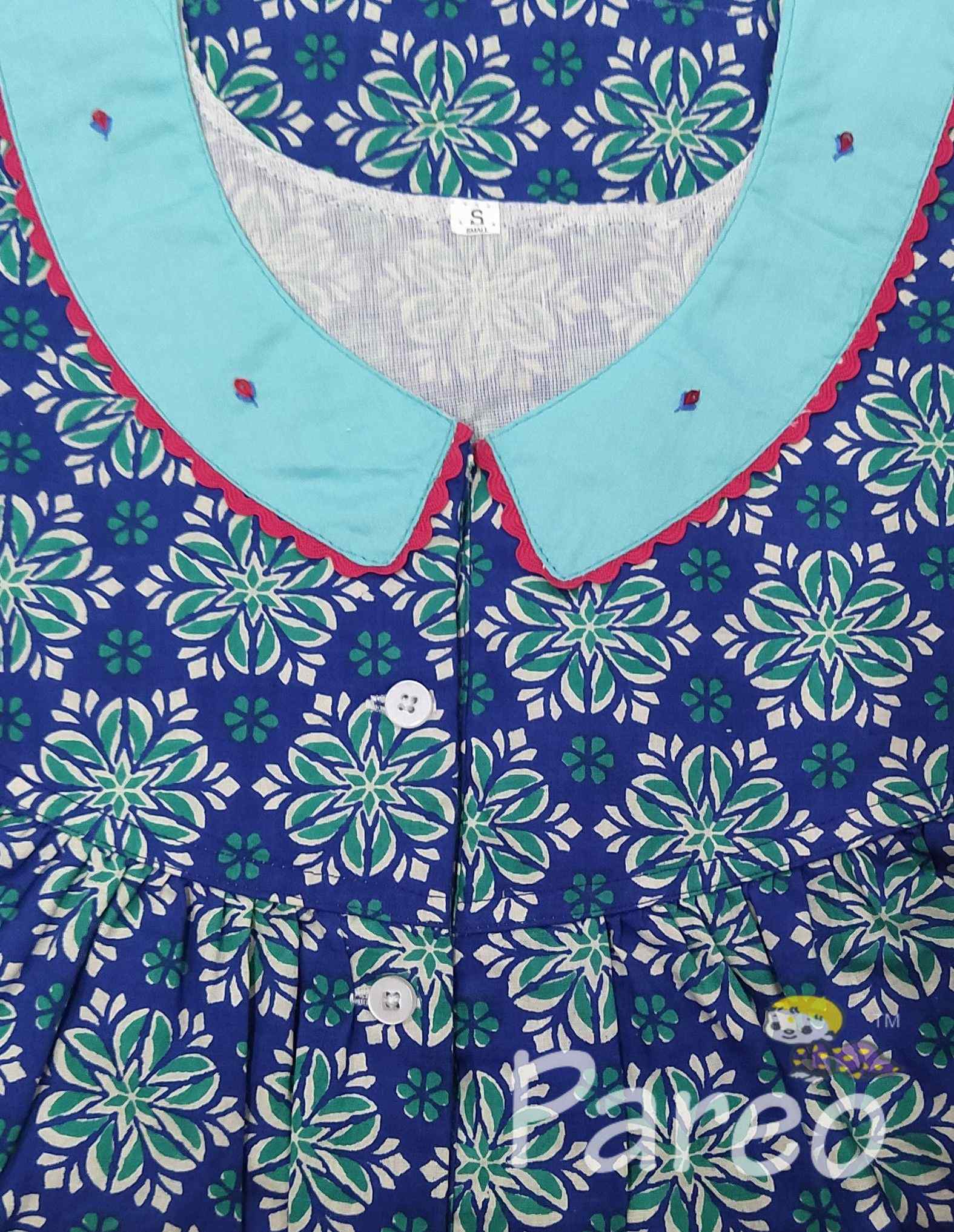 Cotton With Pockets, Half Open Small Printed Nighty