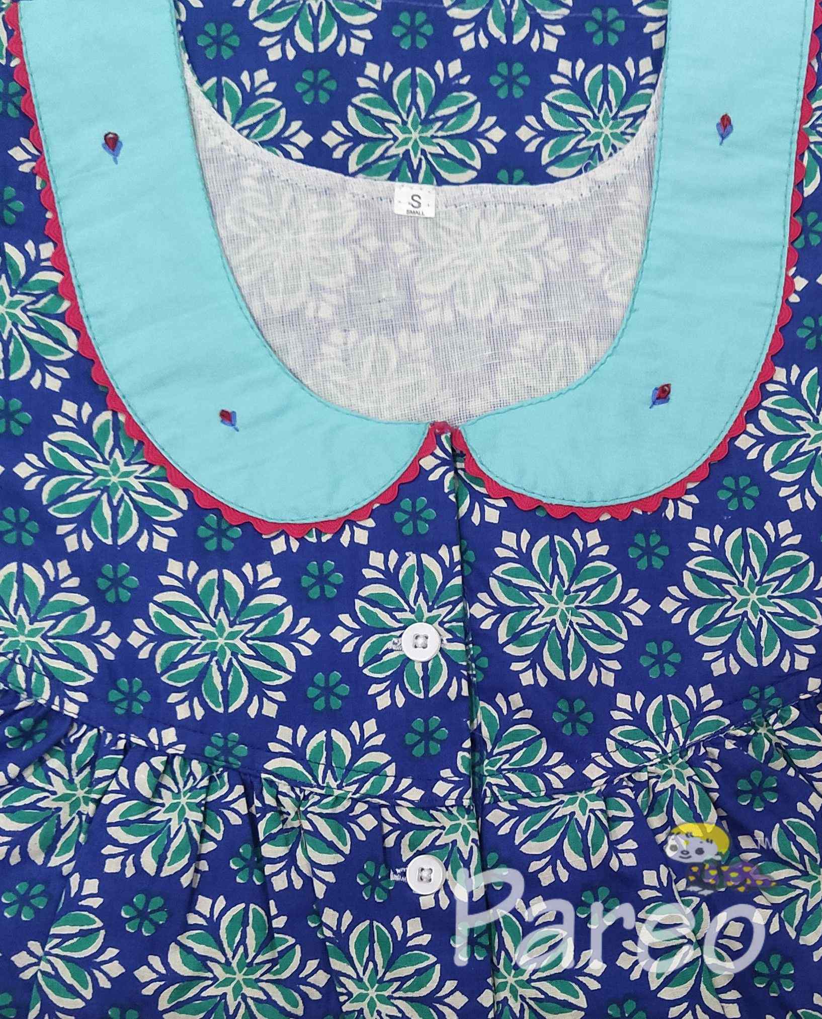 Cotton With Pockets, Half Open Small Printed Nighty