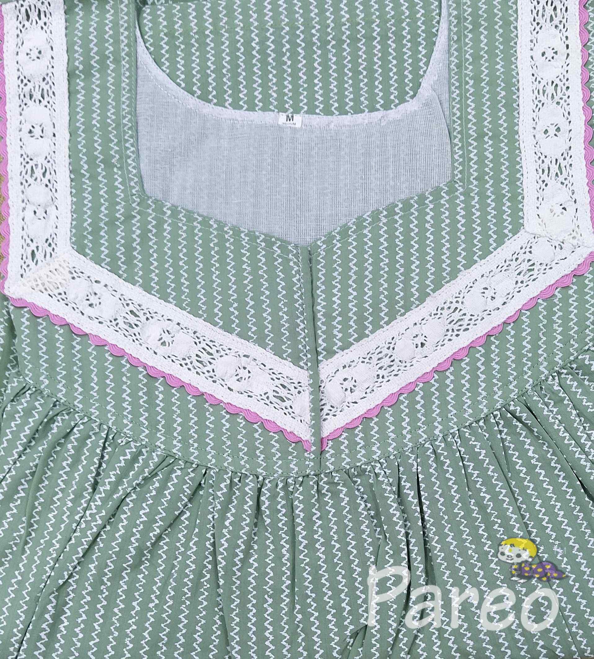 Soft Cotton With Pockets, Half Open Medium Printed Nighty