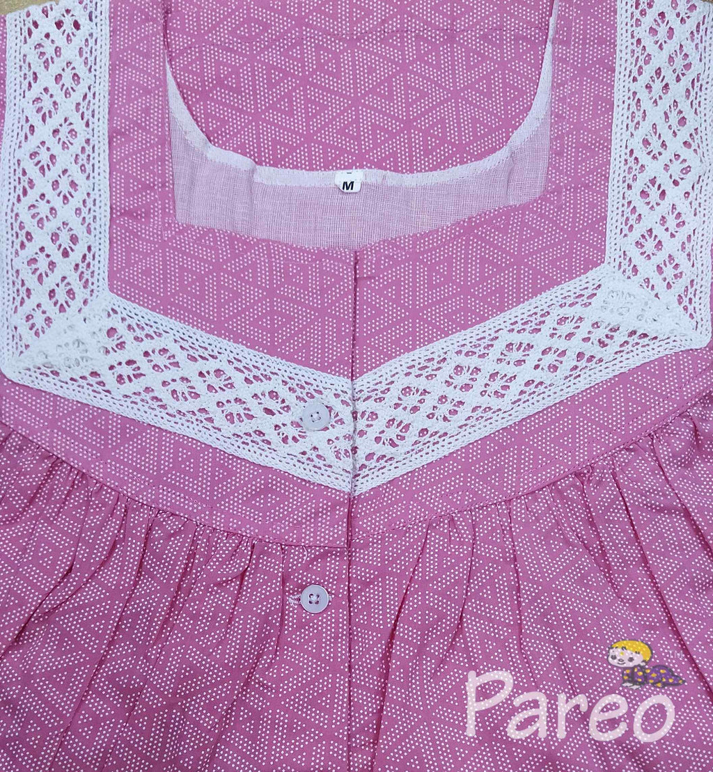 Soft Cotton With Pockets, Half Open Medium Printed Nighty