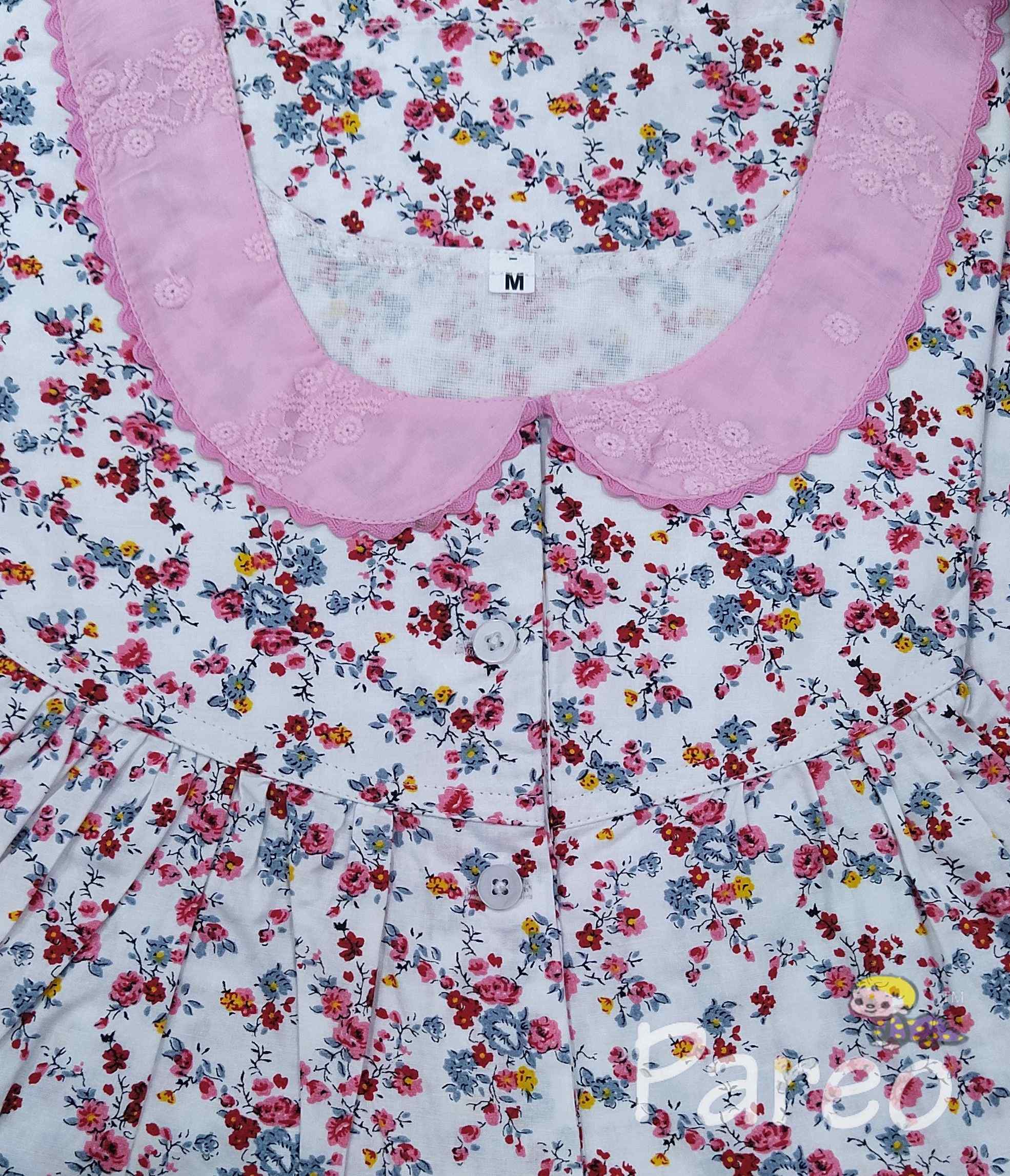 Cotton With Pockets, Half Open Medium Printed Nighty