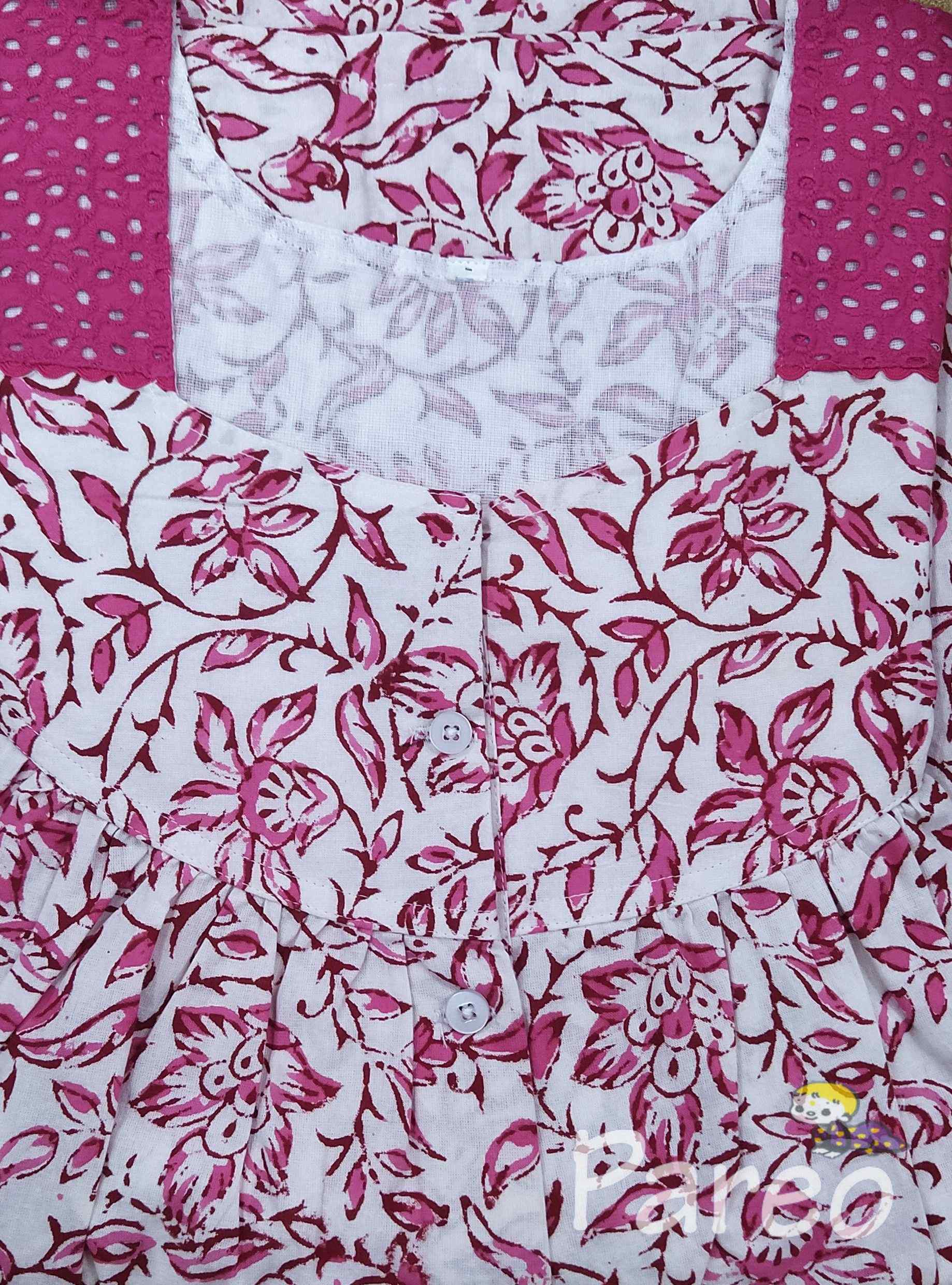 Cotton With Pockets, Half Open Medium Printed Nighty