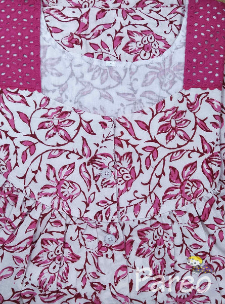 Cotton With Pockets, Half Open Medium Printed Nighty