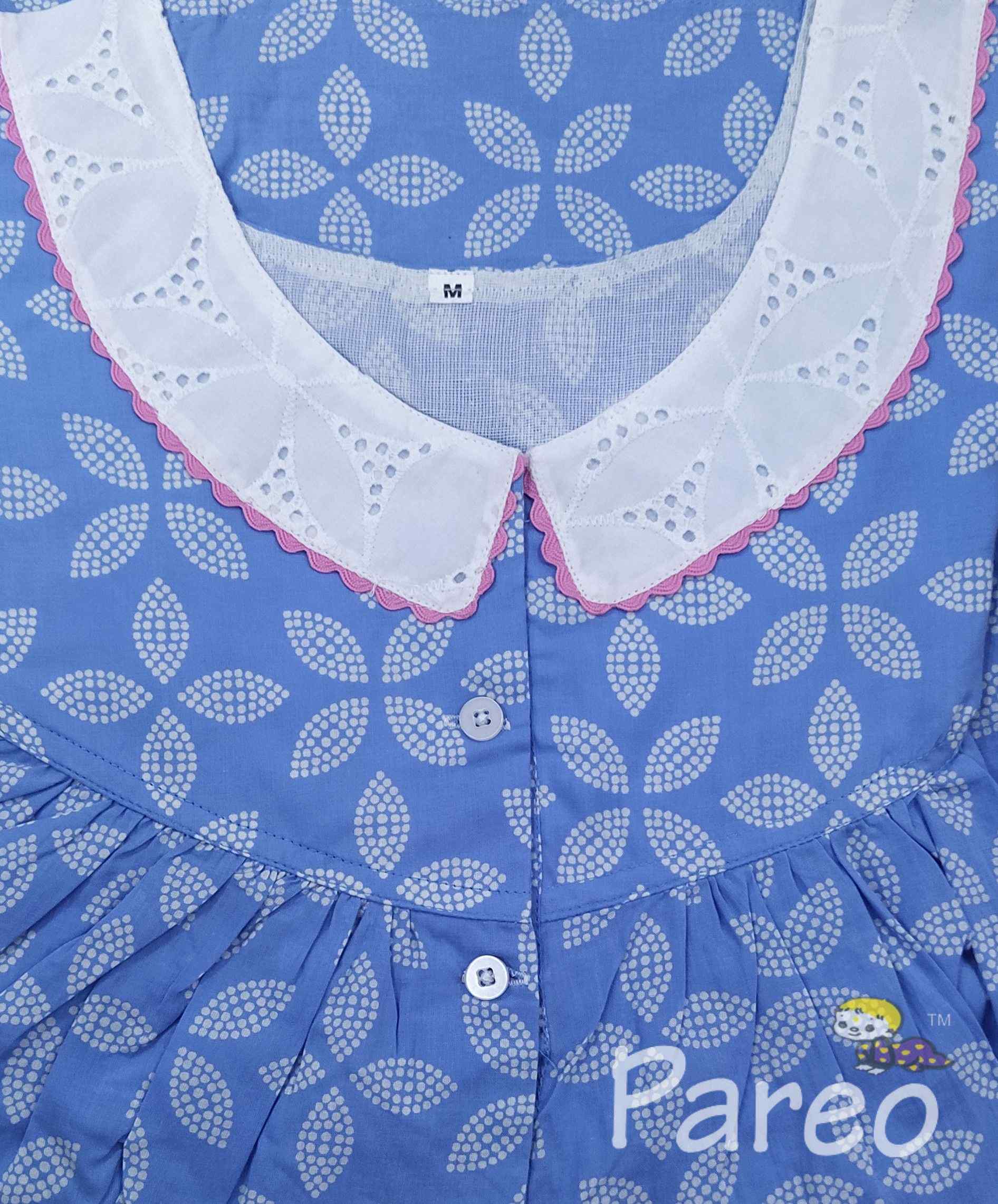 Soft Cotton With Pockets, Half Open Medium Printed Nighty