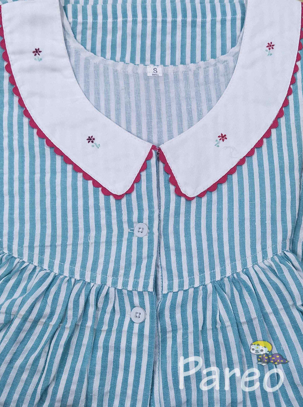 Bantex With Pockets, Half Open Small Printed Nighty
