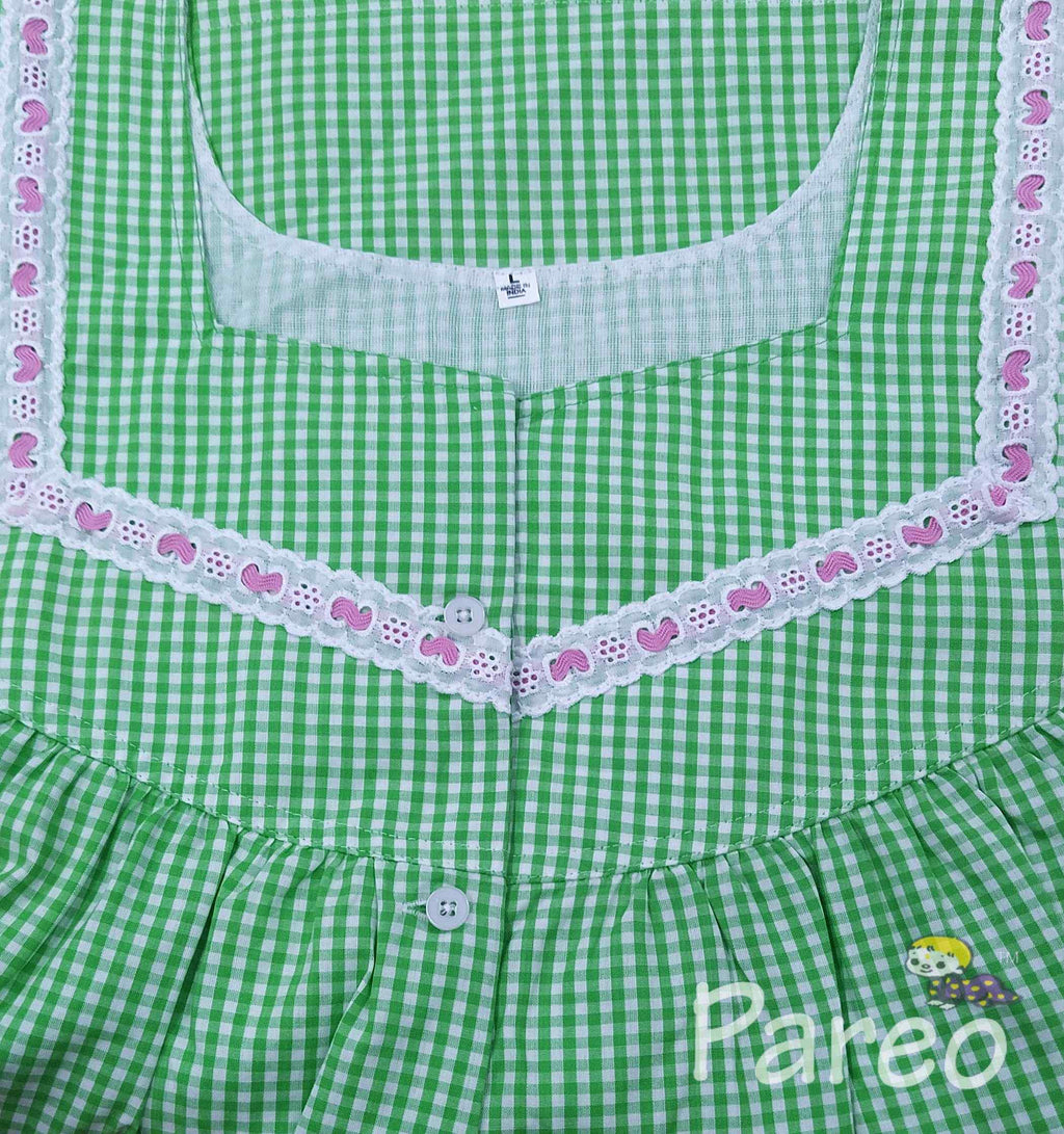 Cotton With Pockets, Half Open Large Printed Nighty