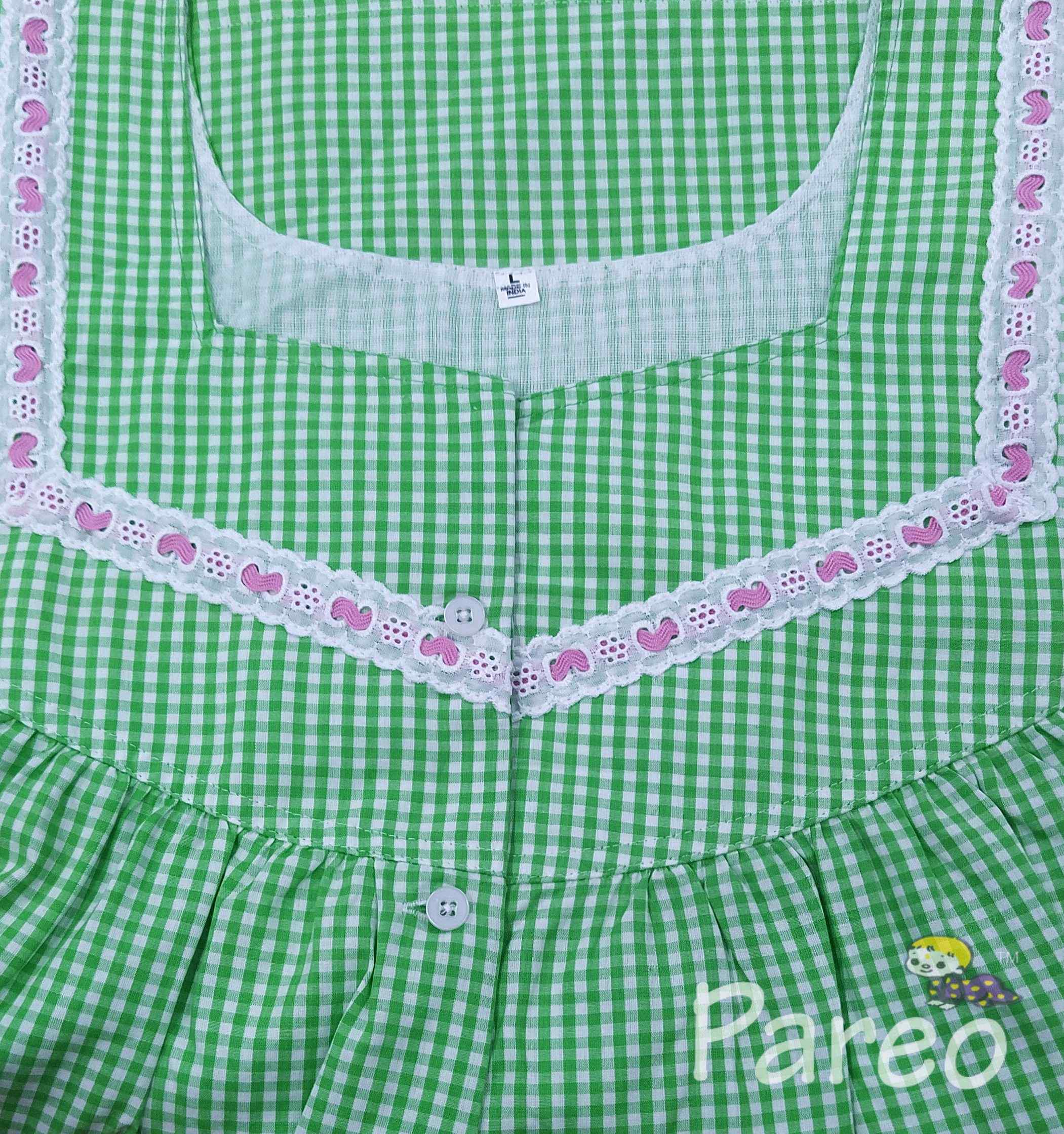 Cotton With Pockets, Half Open Large Printed Nighty