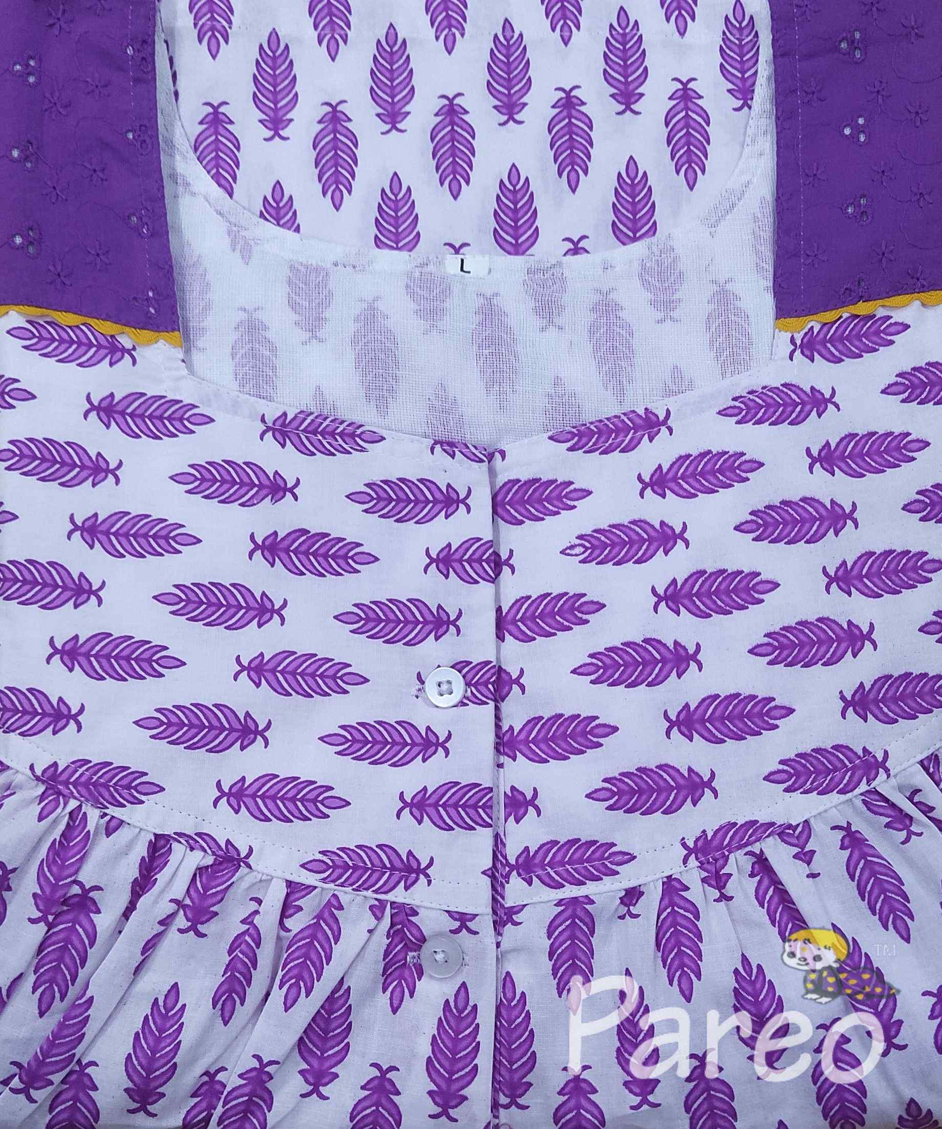 Cotton With Pockets, Half Open Large Printed Nighty