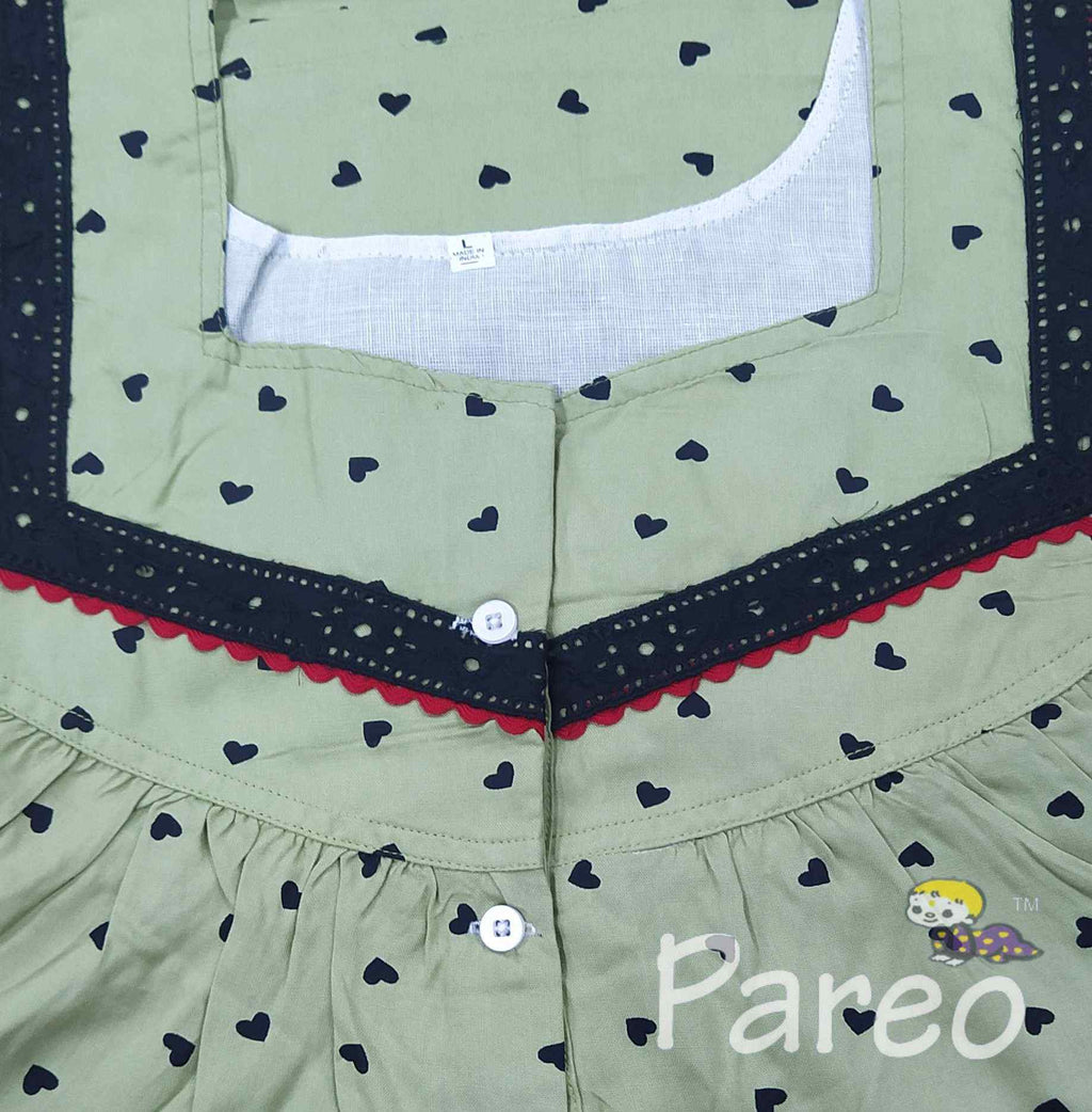 Rayon With Pockets, Half Open Large Printed Nighty