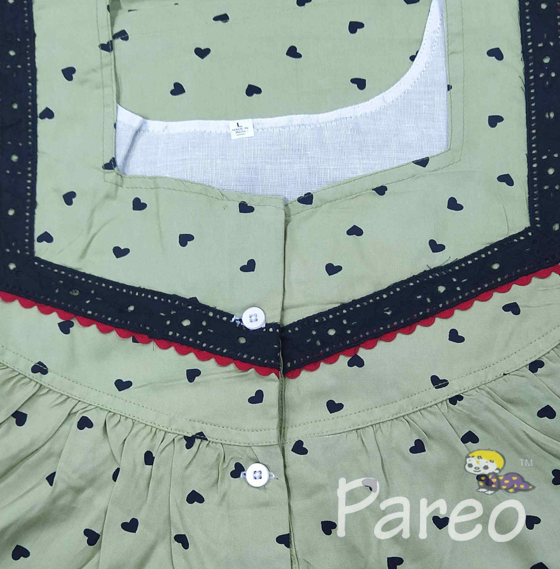 Rayon With Pockets, Half Open Large Printed Nighty