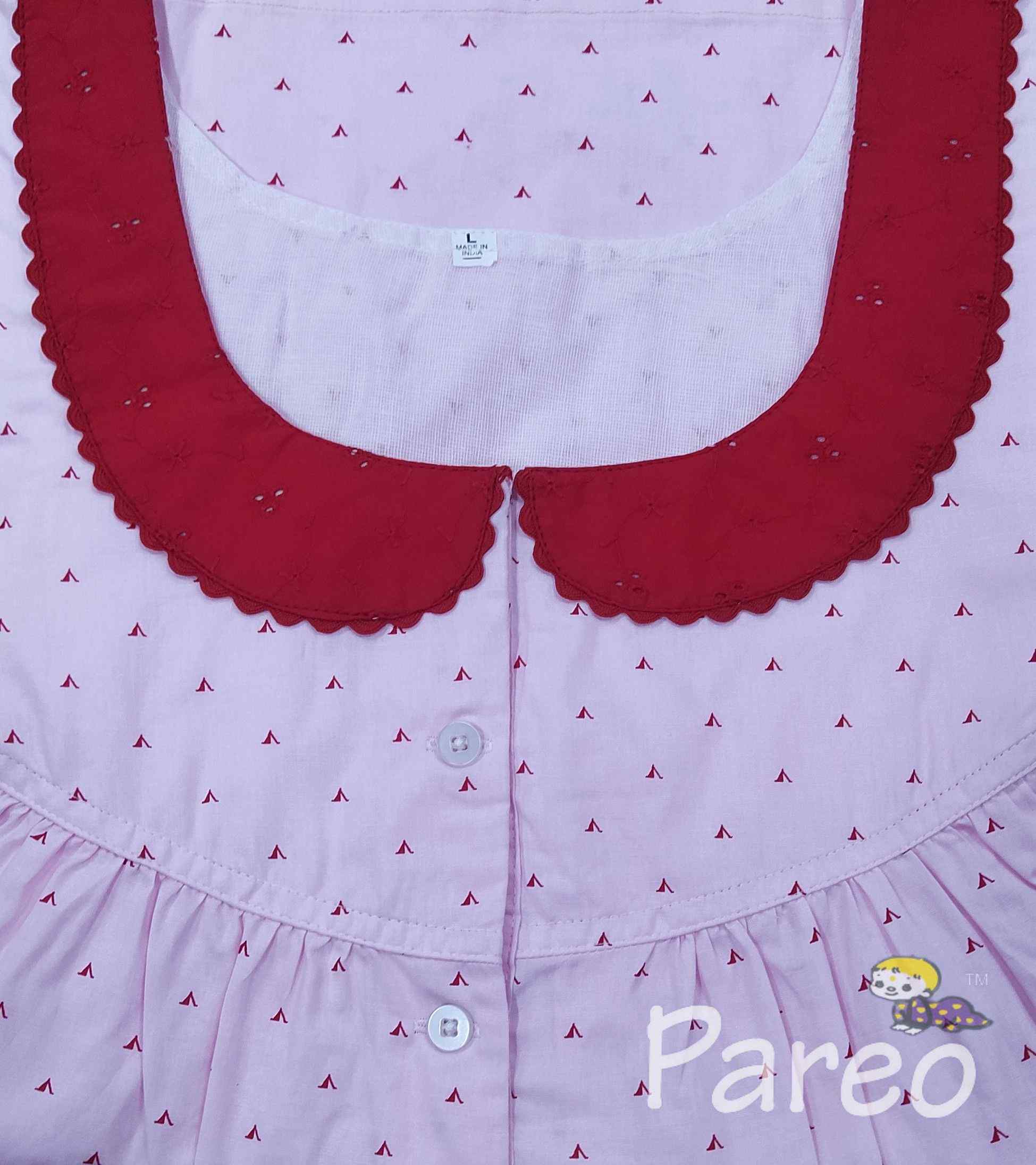 Cotton With Pockets, Half Open Large Printed Nighty