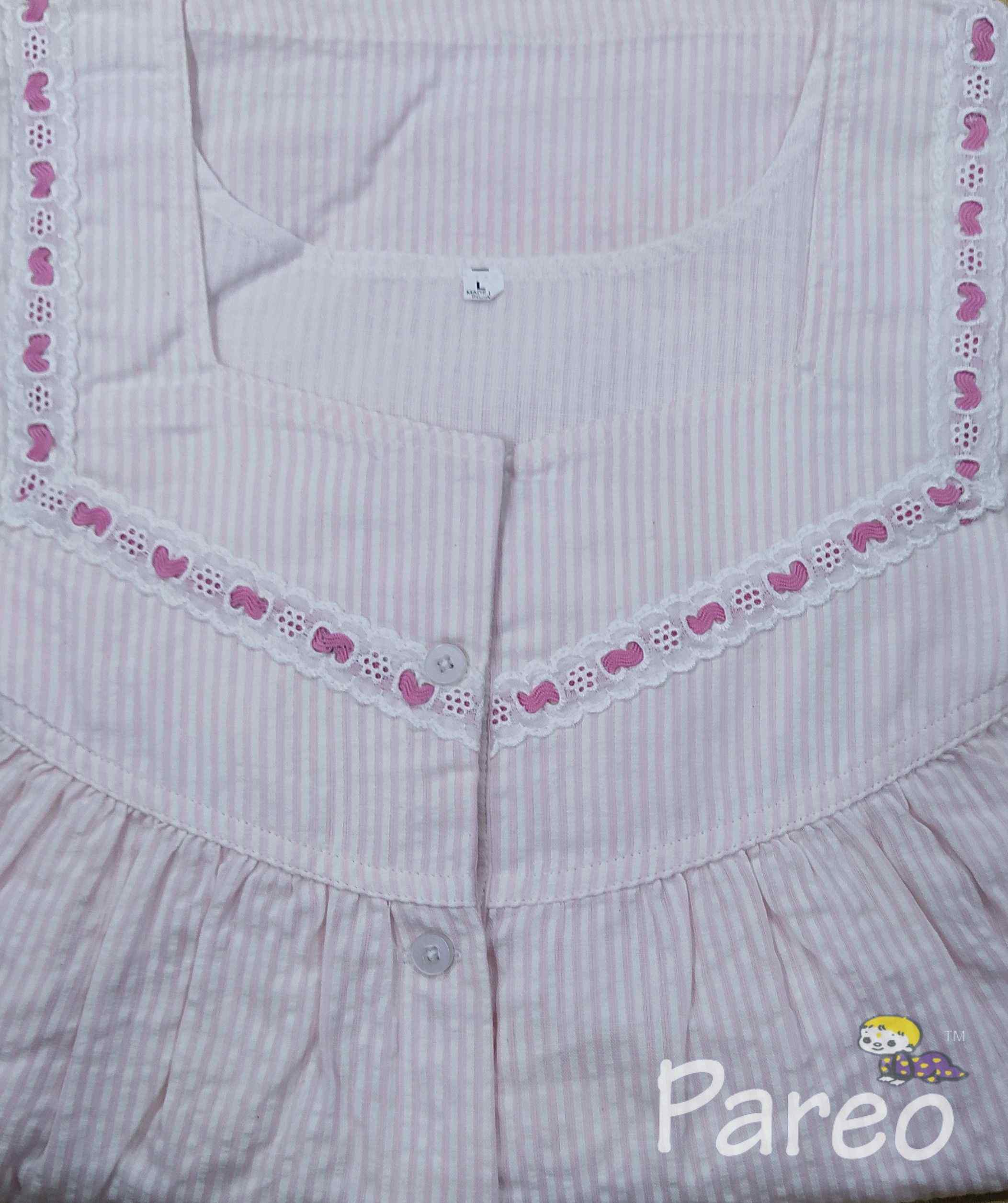 Cotton With Pockets, Half Open Large Printed Nighty