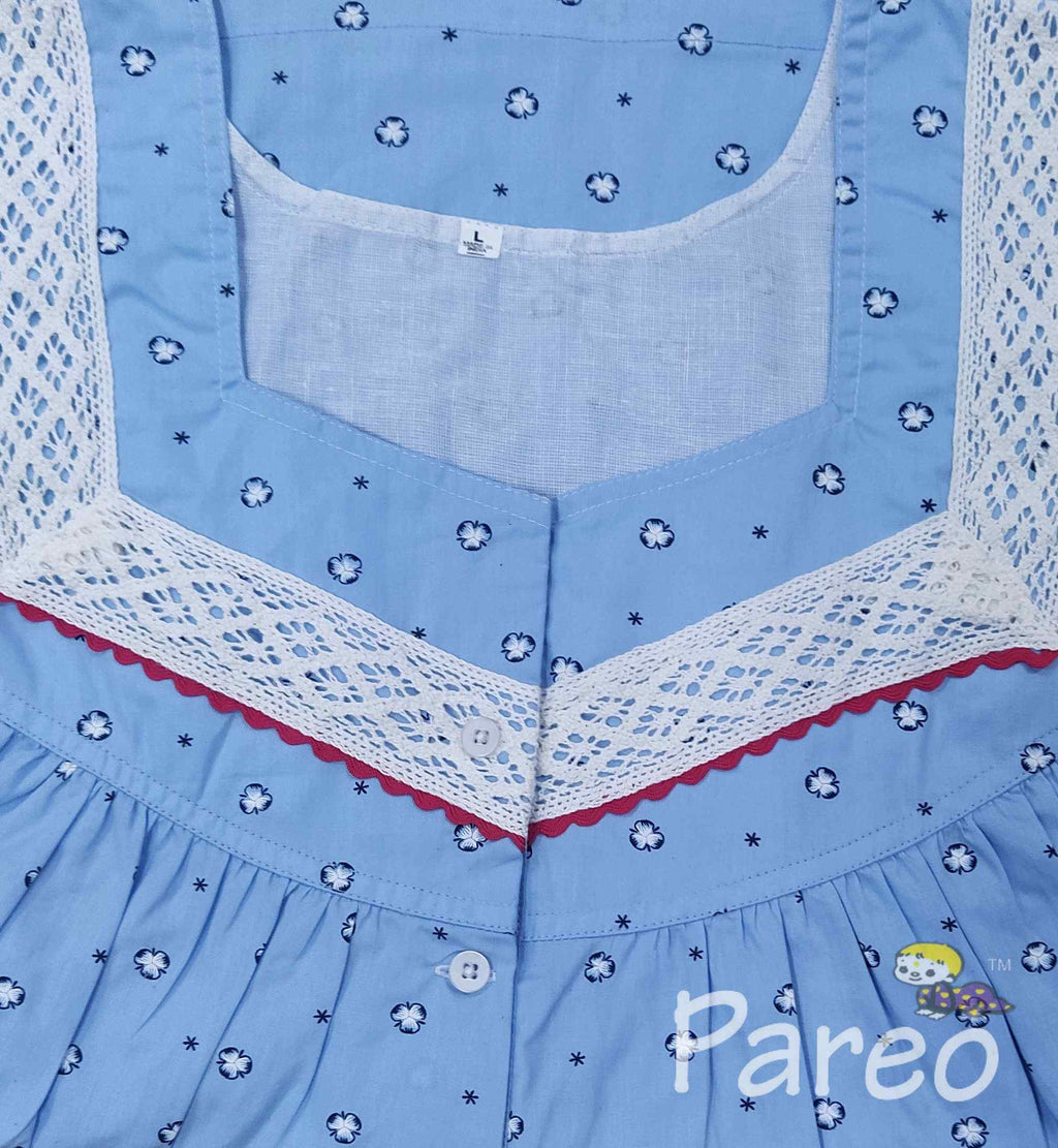 Cotton With Pockets, Half Open Large Printed Nighty