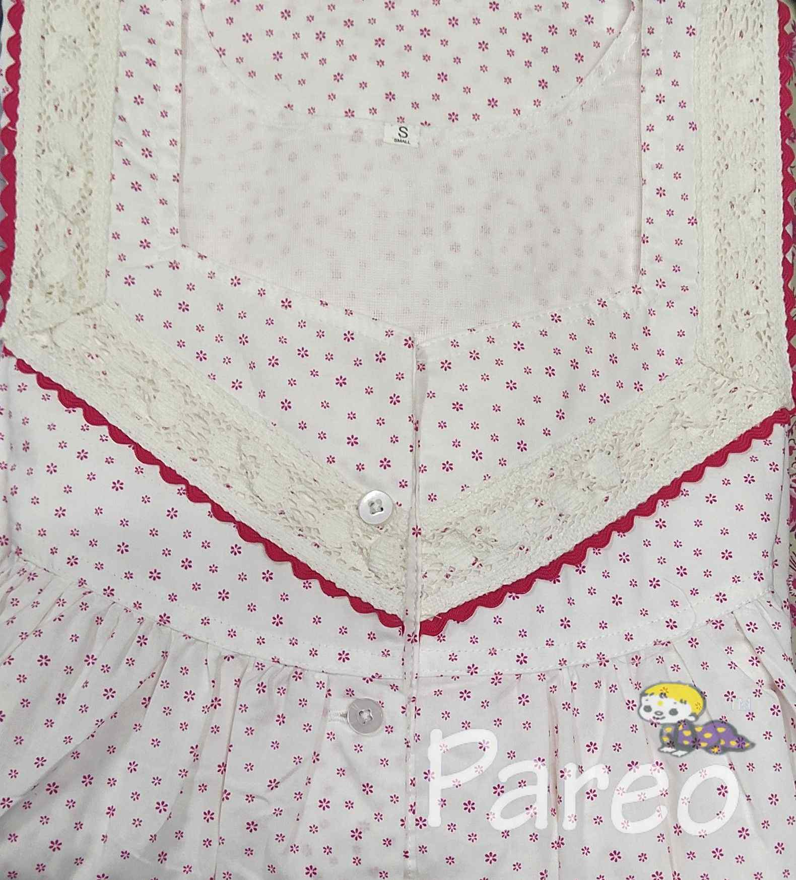 Cotton With Pockets, Half Open Small Printed Nighty