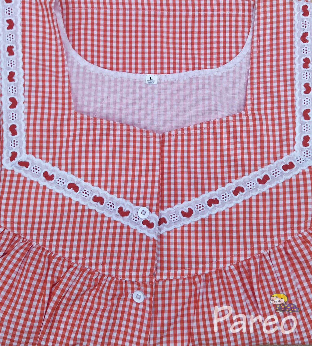 Cotton With Pockets, Half Open Large Printed Nighty